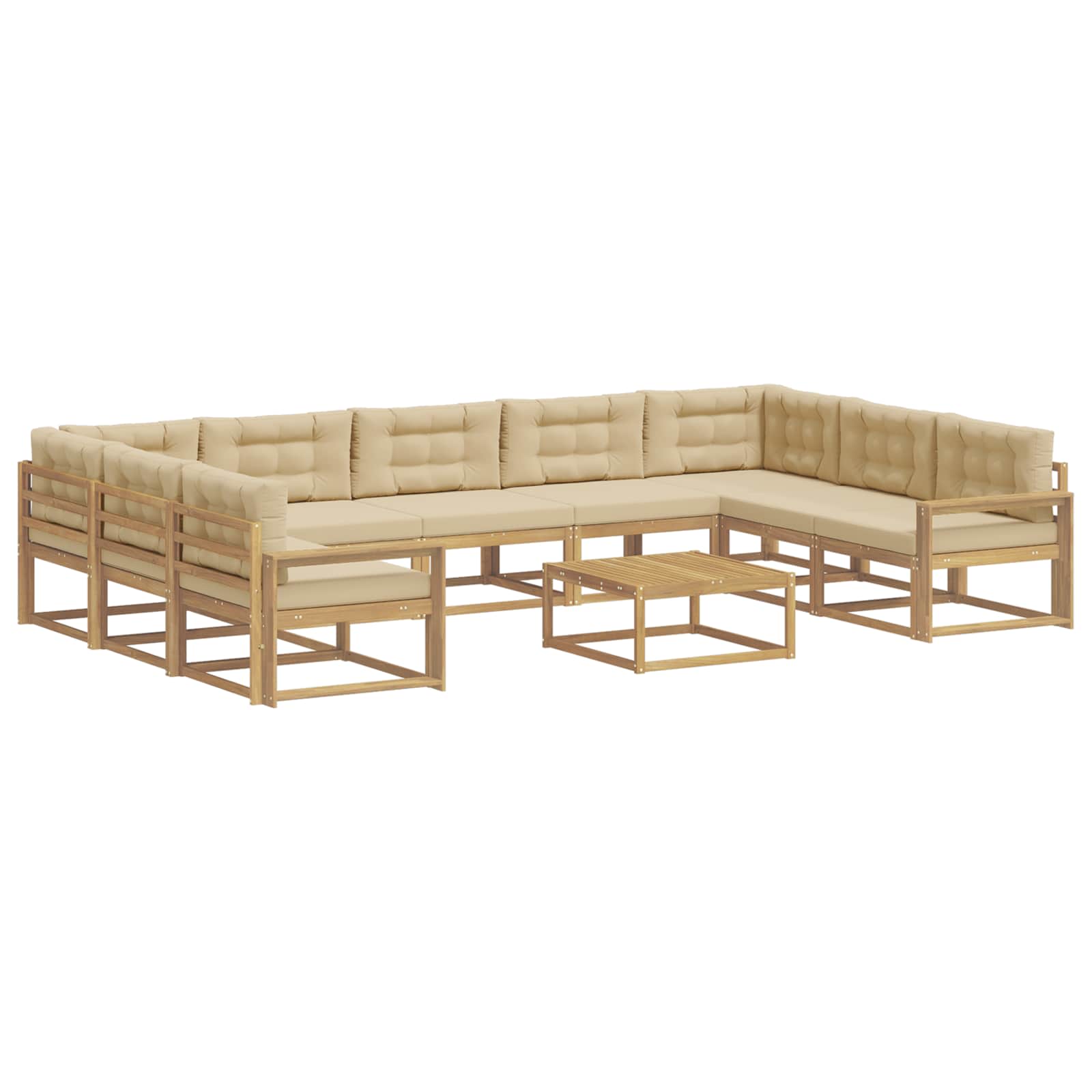 Set vanjskih sofa s jastukom 10 pcs Bijela i bež