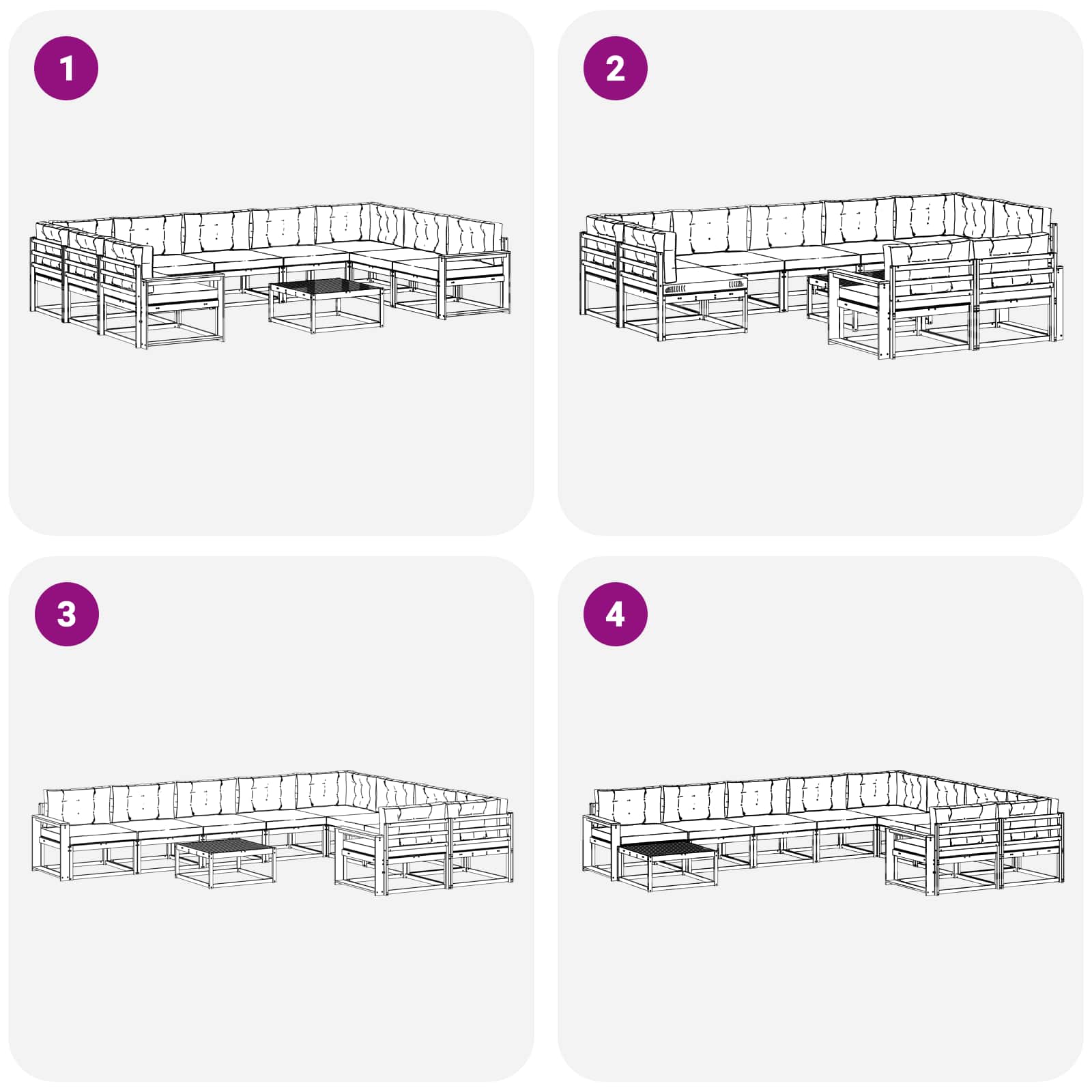 Set vanjskih sofa s jastukom 10 pcs Bijela i bež