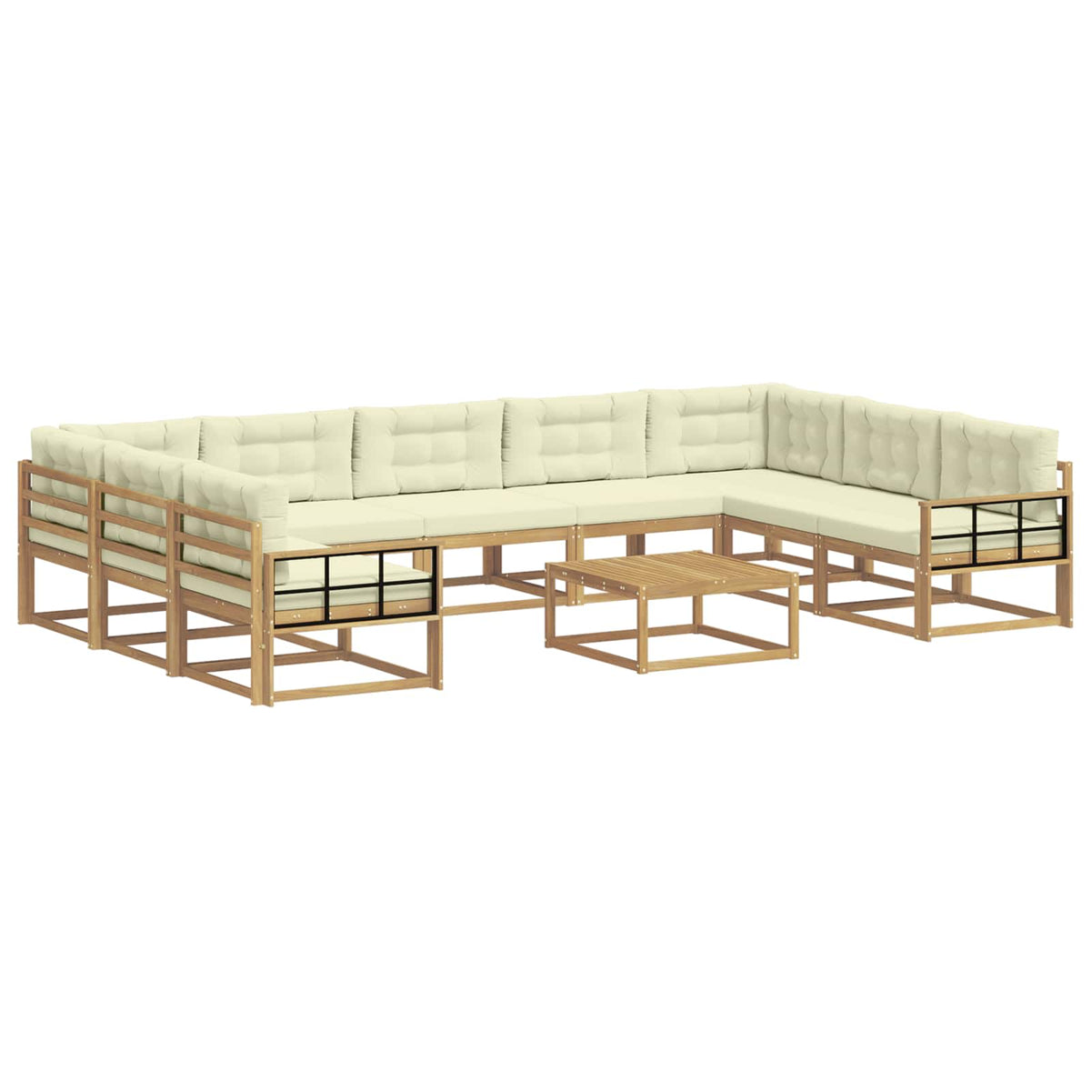 Set vanjskih sofa s jastukom 10 pcs Bijela i krem