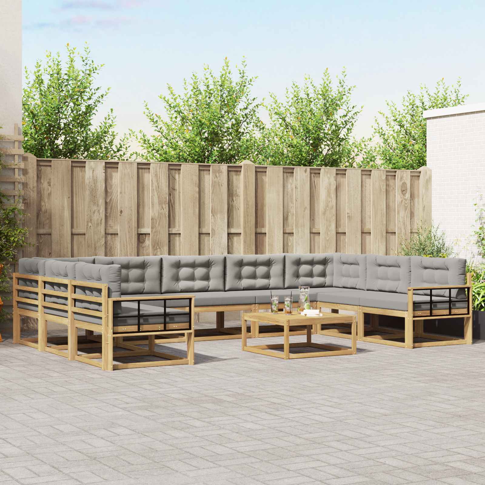 Set vanjskih sofa s jastukom 10 pcs Bijela i svjetlosiva