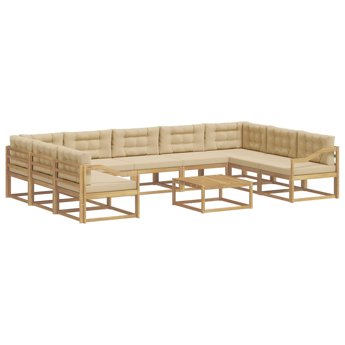 Set vanjskih sofa s jastukom 10 pcs Bijela i bež
