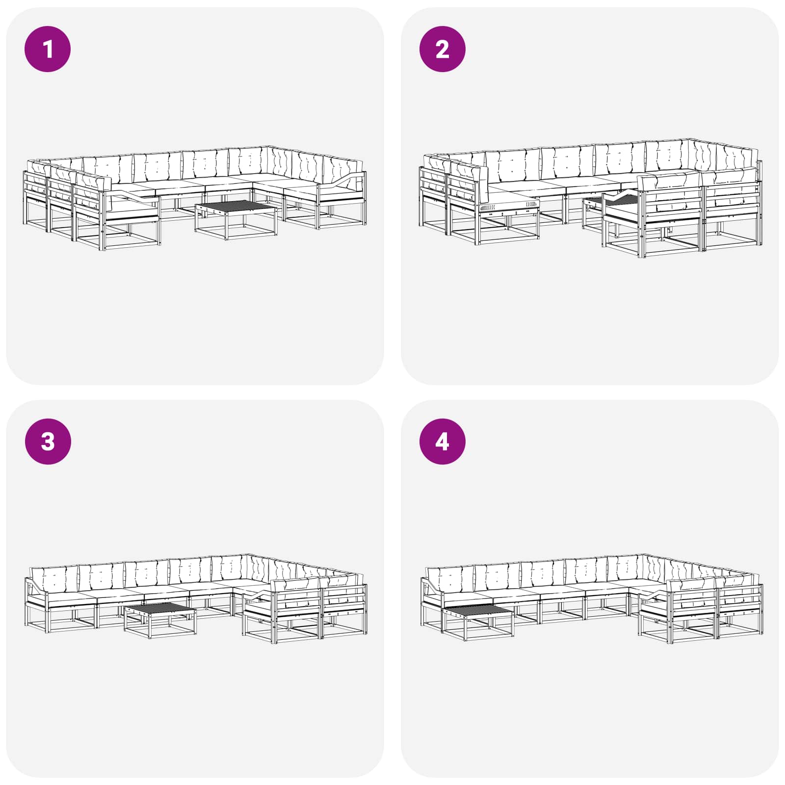 Set vanjskih sofa s jastukom 10 pcs Bijela i bež