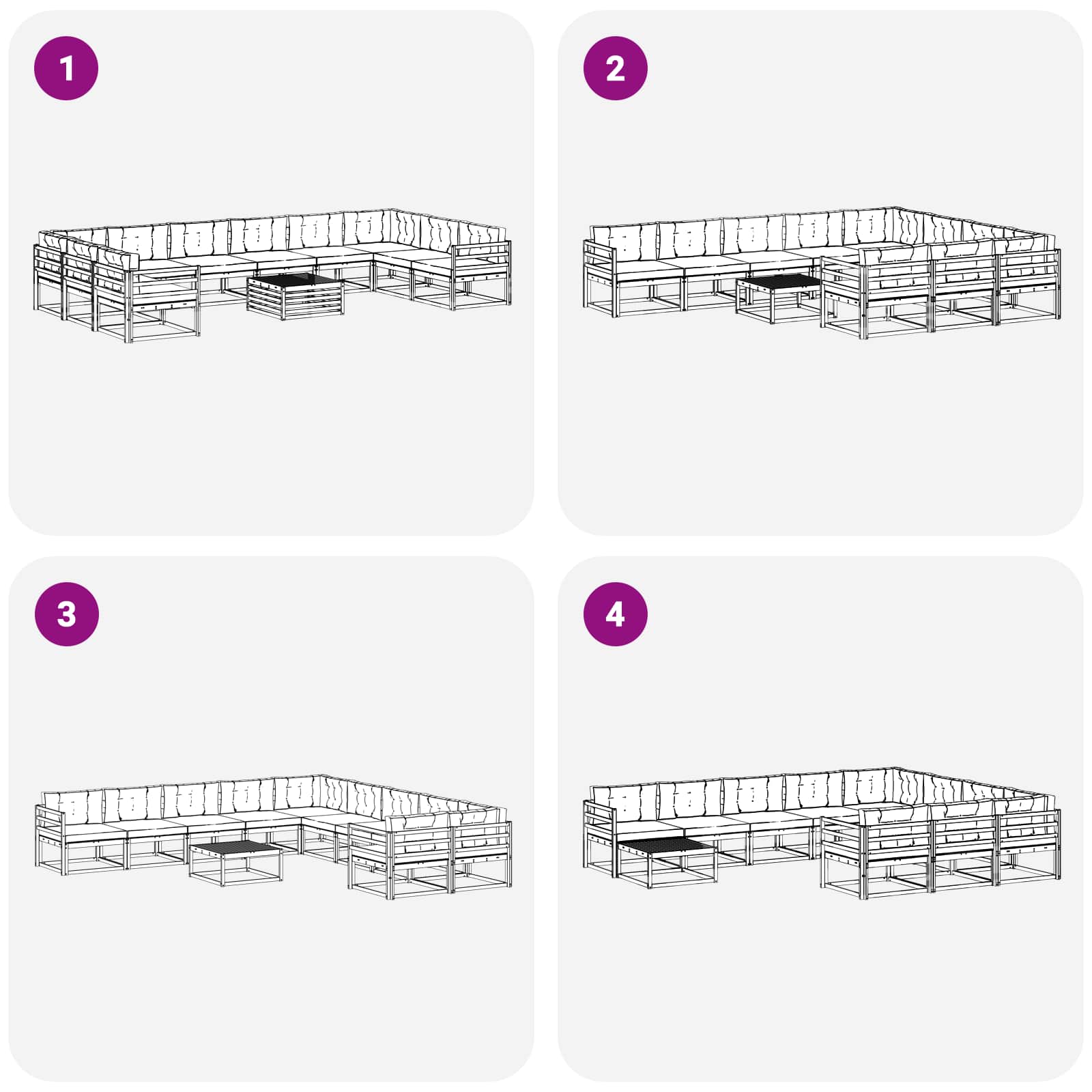 Set vanjskih sofa s jastukom 11 pcs Bijela i svjetlosiva