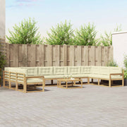 Set vanjskih sofa s jastukom 11 pcs Bijela i krem