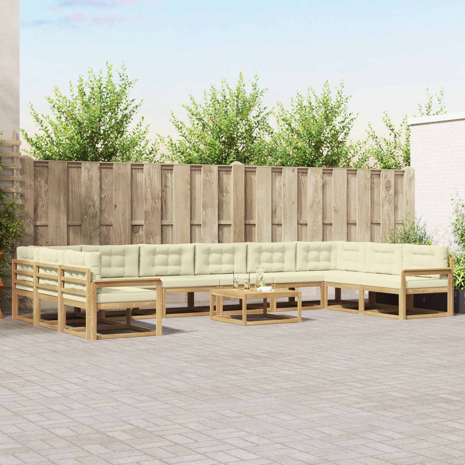 Set vanjskih sofa s jastukom 11 pcs Bijela i krem