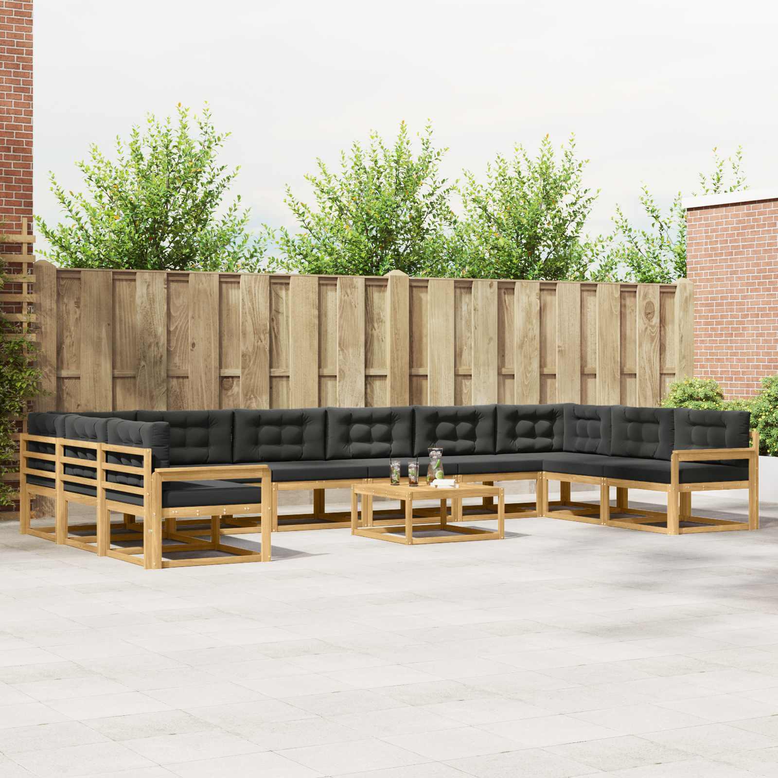Set vanjskih sofa s jastukom 11 pcs Bijela i antracit
