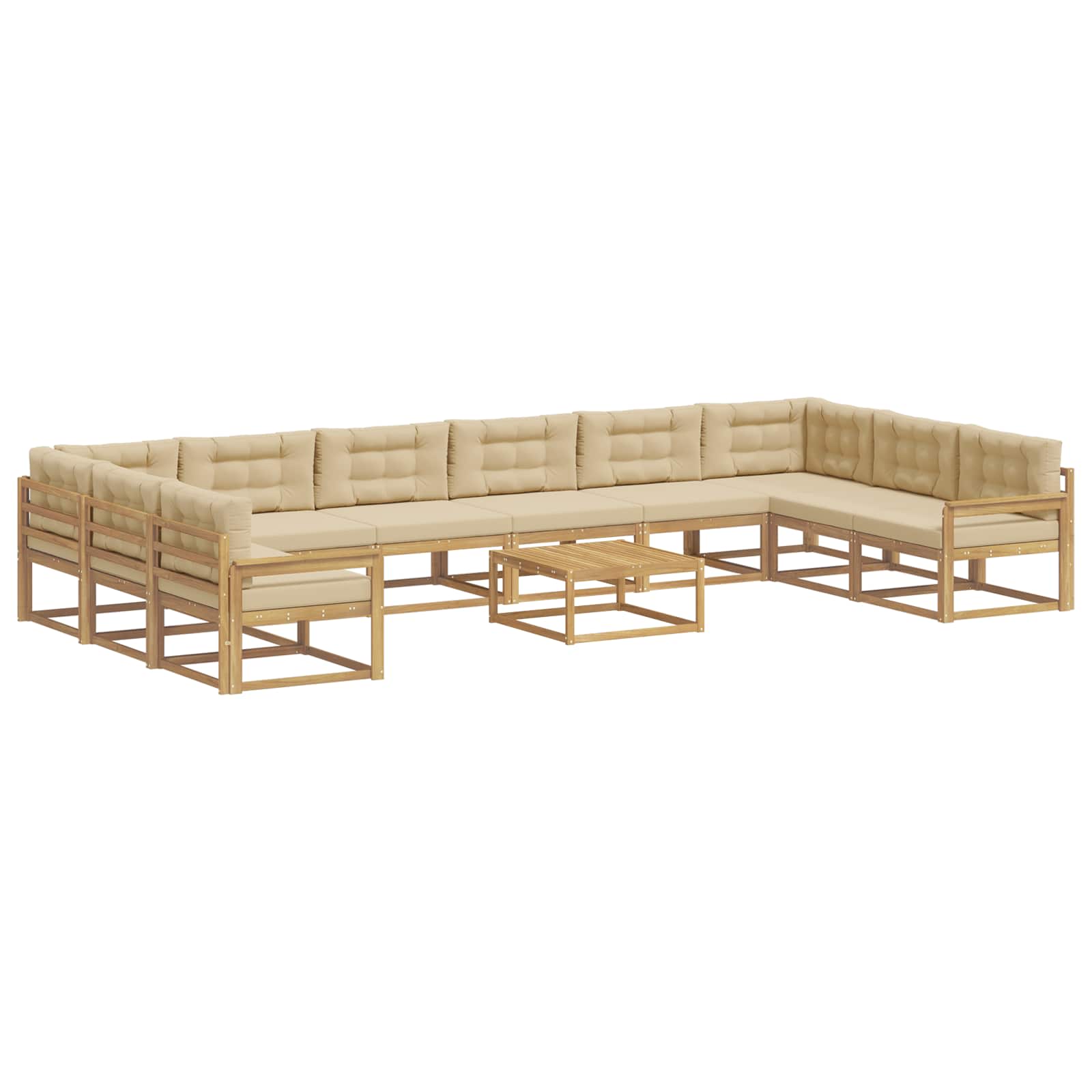 Set vanjskih sofa s jastukom 11 pcs Bijela i bež