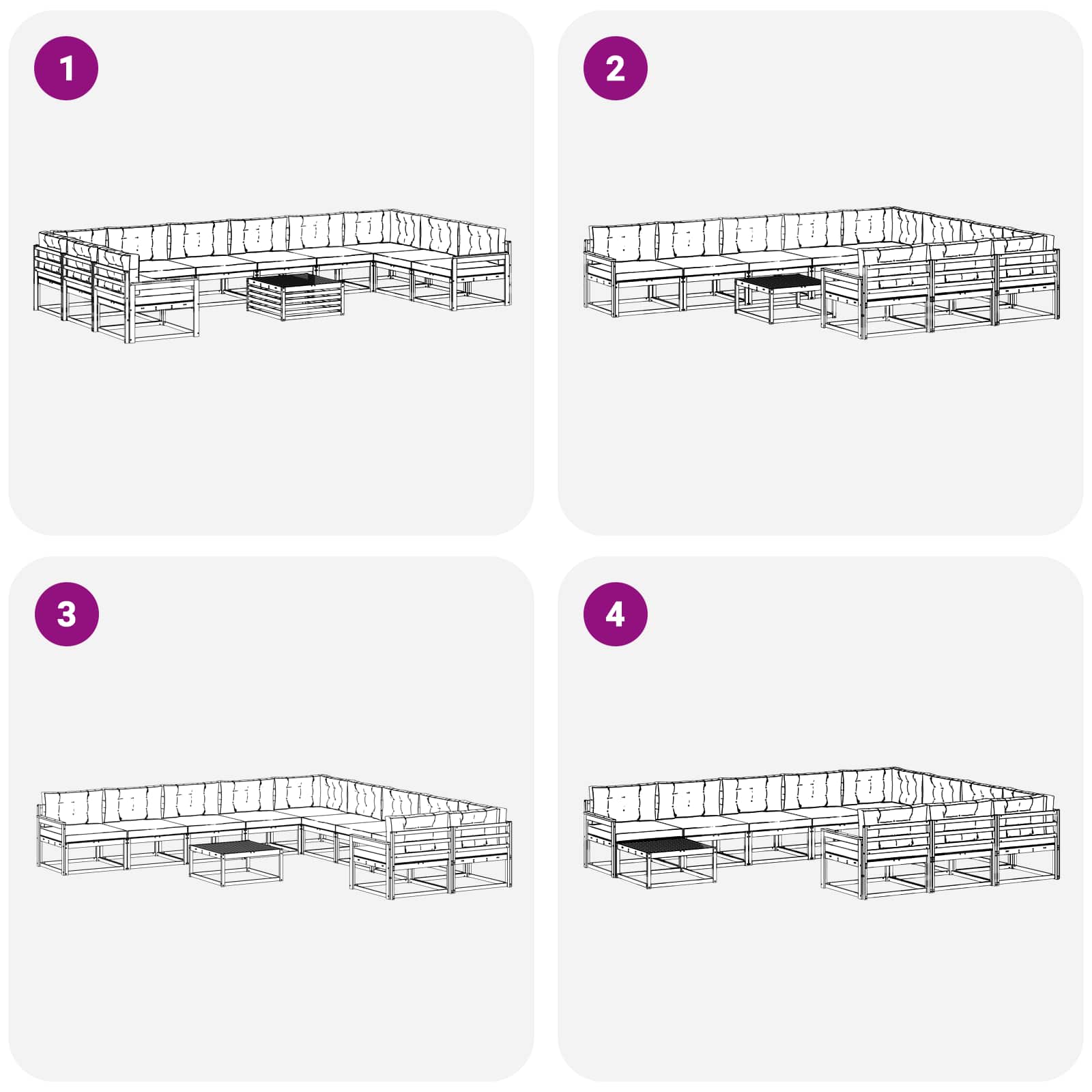 Set vanjskih sofa s jastukom 11 pcs Bijela i bež