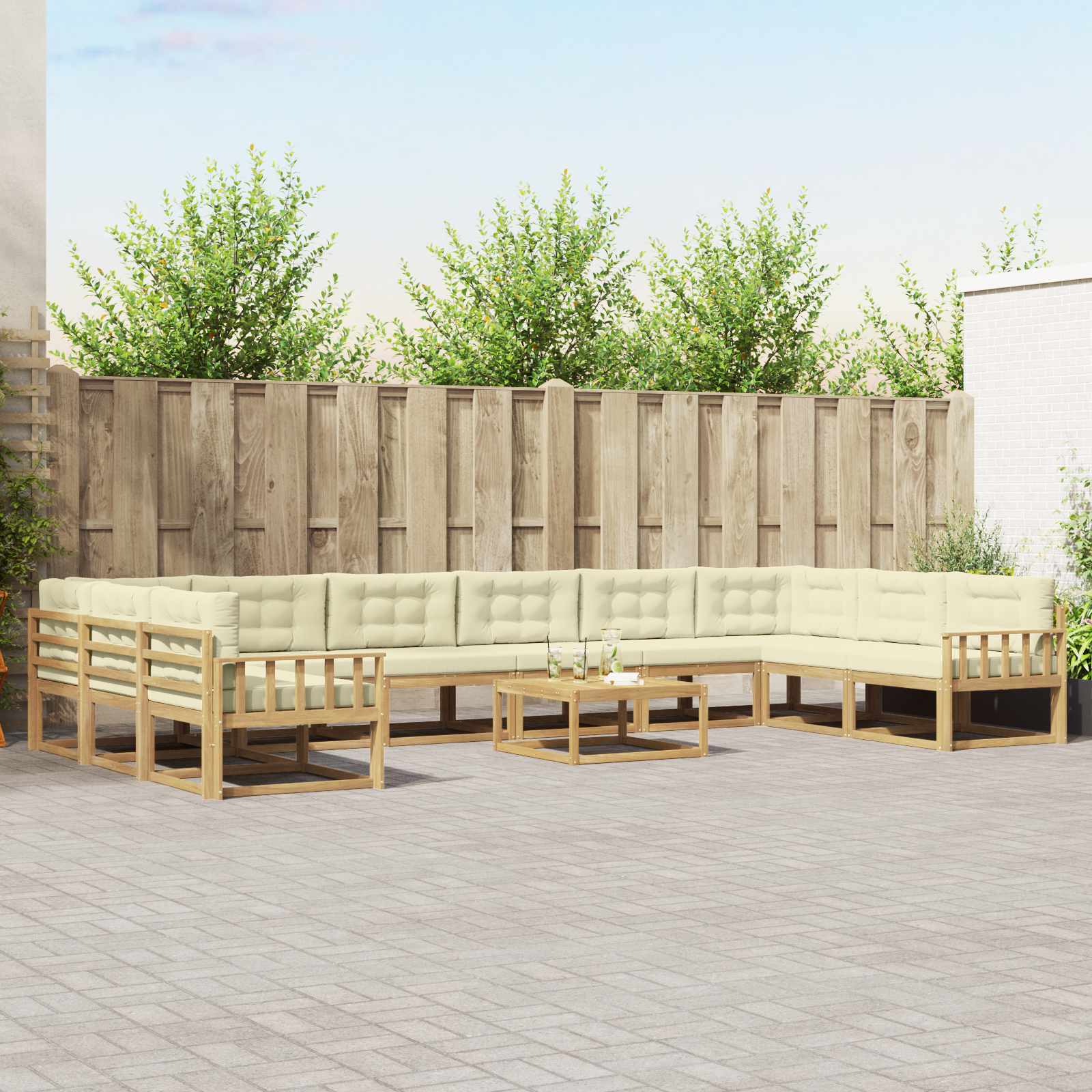 Set vanjskih sofa s jastukom 11 pcs Bijela i krem