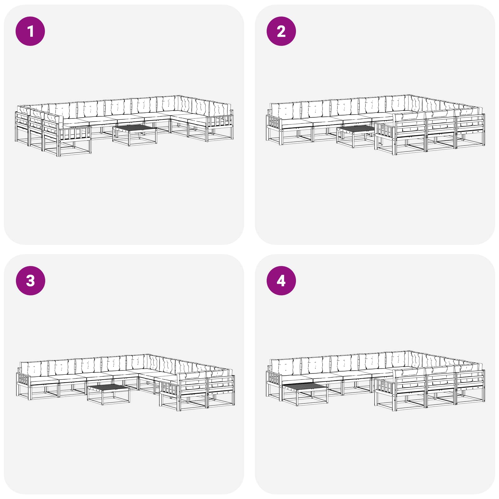 Set vanjskih sofa s jastukom 11 pcs Bijela i krem