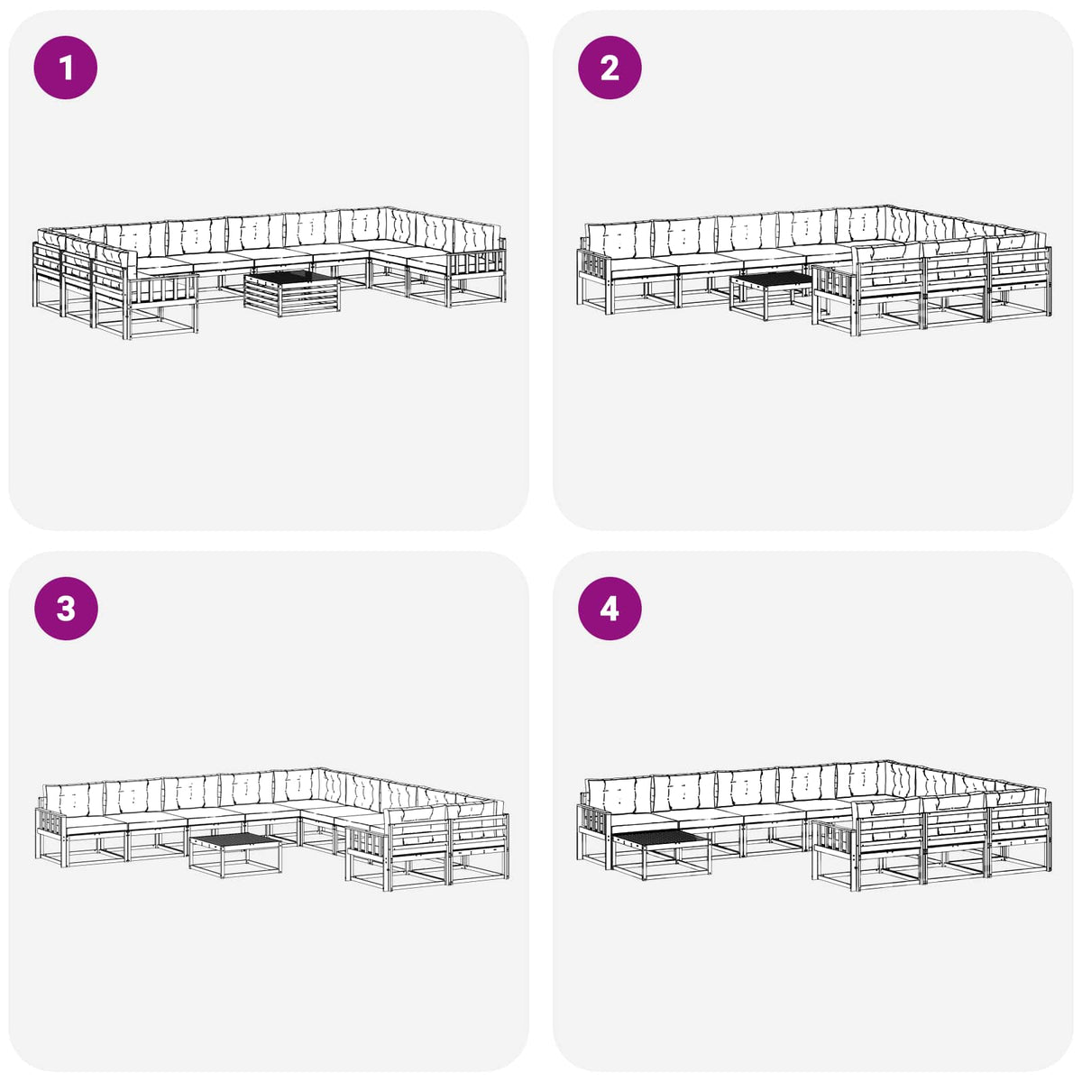 Set vanjskih sofa s jastukom 11 pcs Bijela i antracit