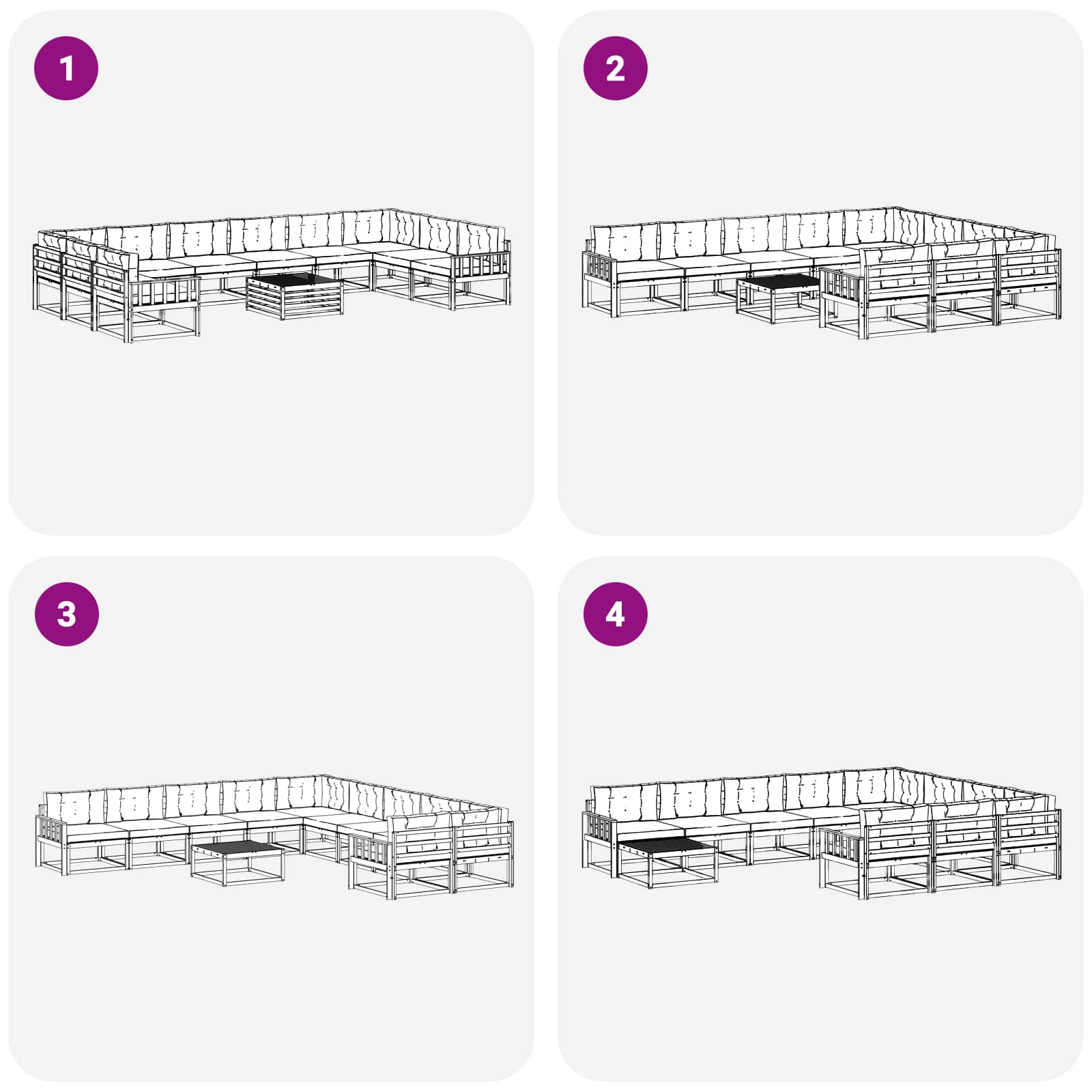 Set vanjskih sofa s jastukom 11 pcs Bijela i bež