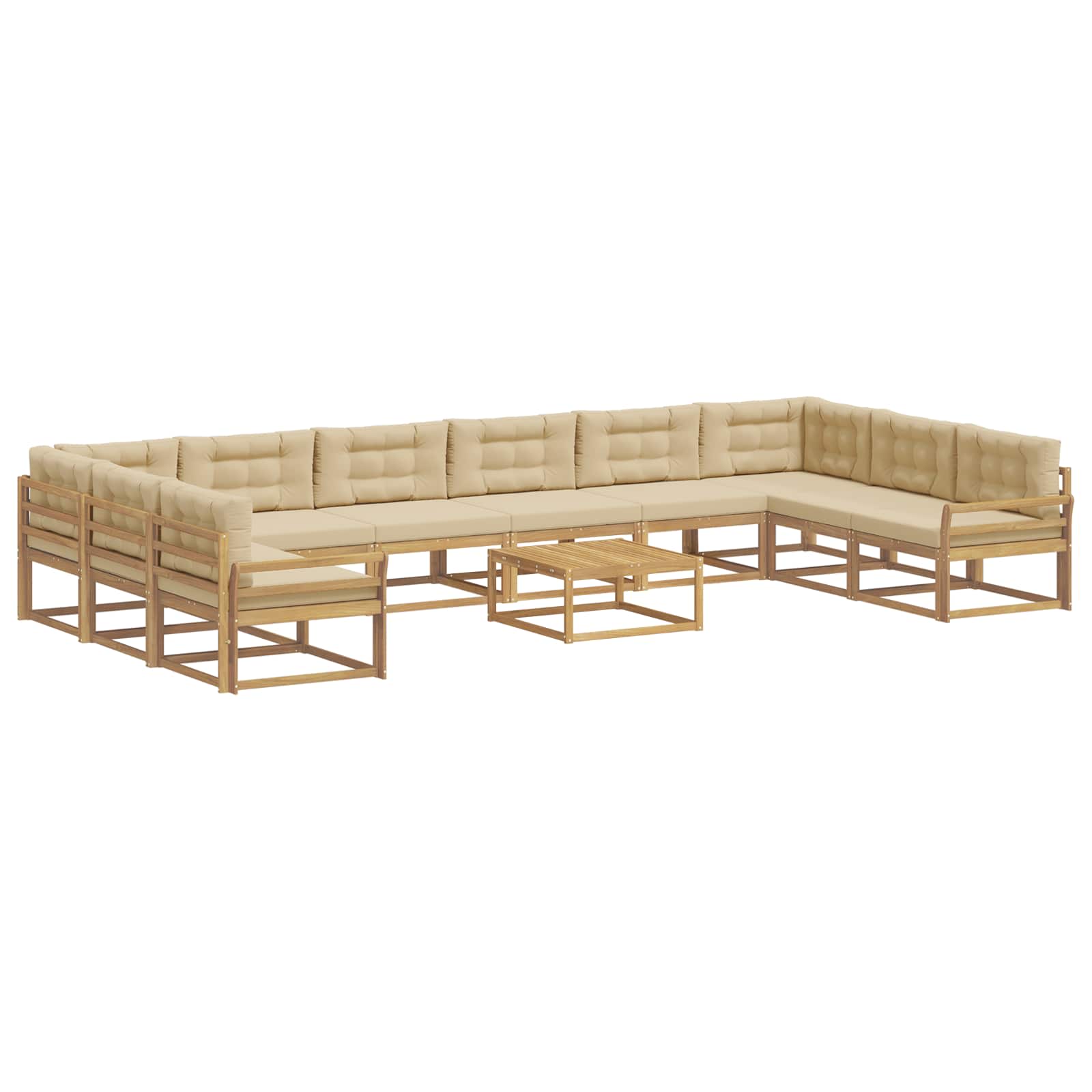 Set vanjskih sofa s jastukom 11 pcs Bijela i bež