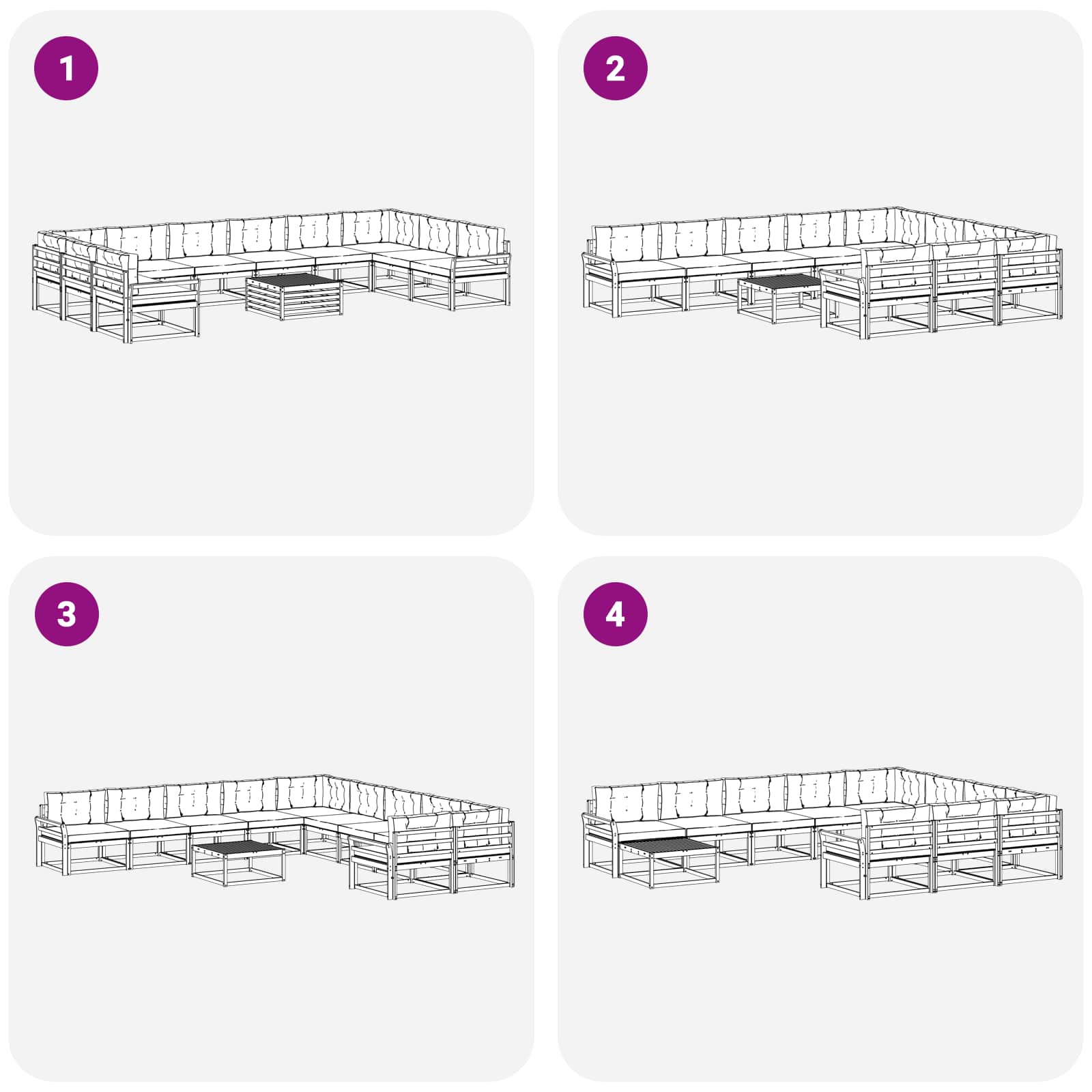 Set vanjskih sofa s jastukom 11 pcs Bijela i bež