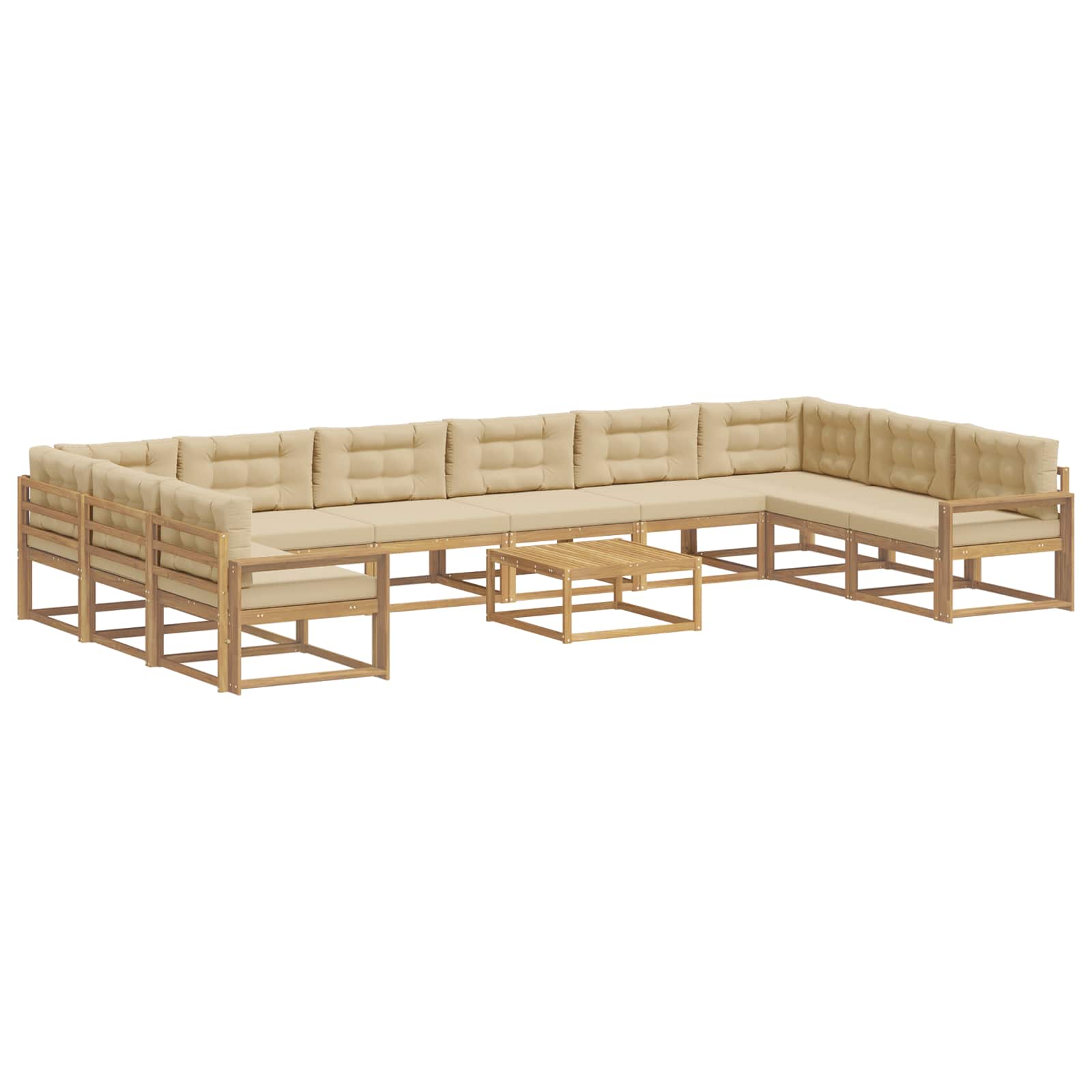 Set vanjskih sofa s jastukom 11 pcs Bijela i bež