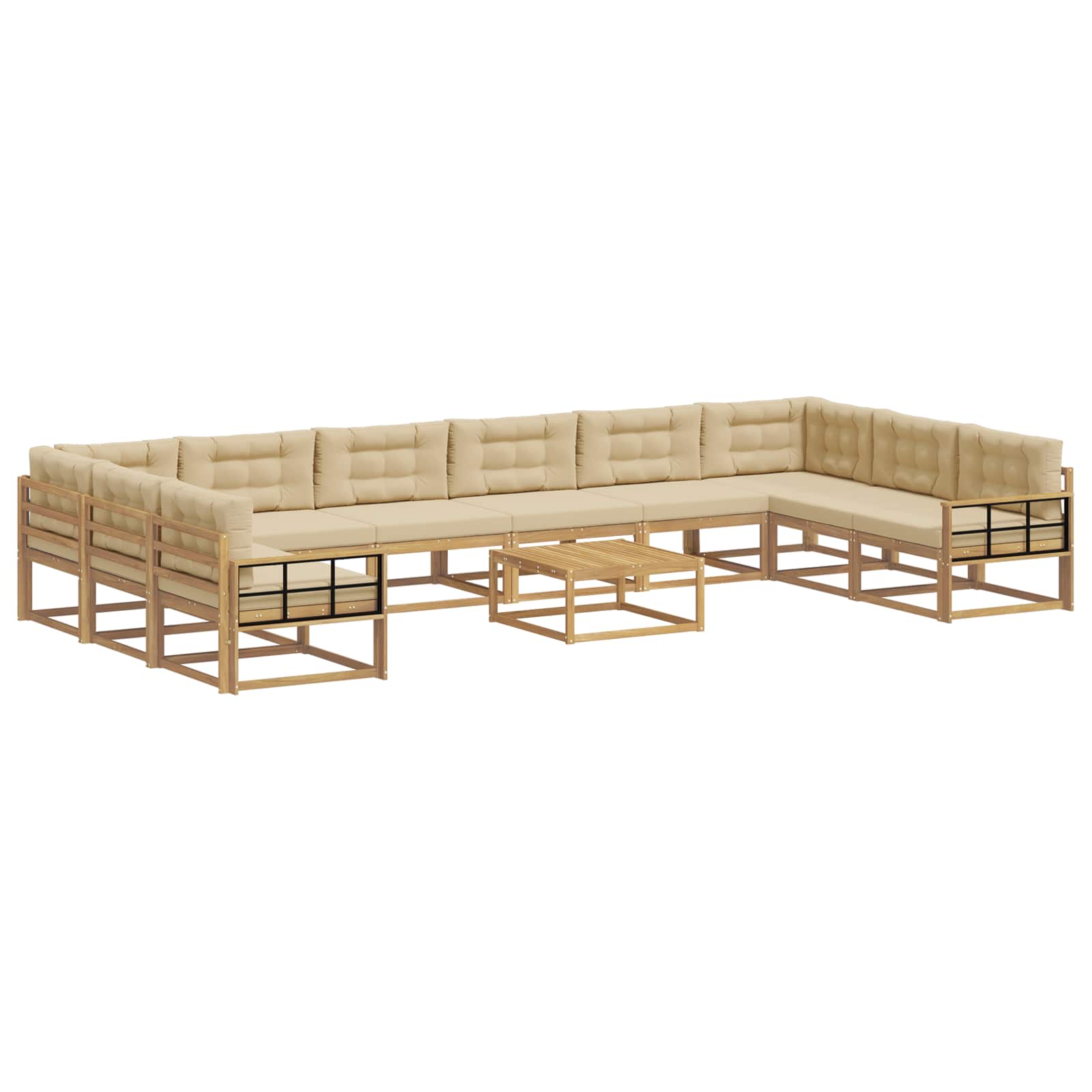 Set vanjskih sofa s jastukom 11 pcs Bijela i bež