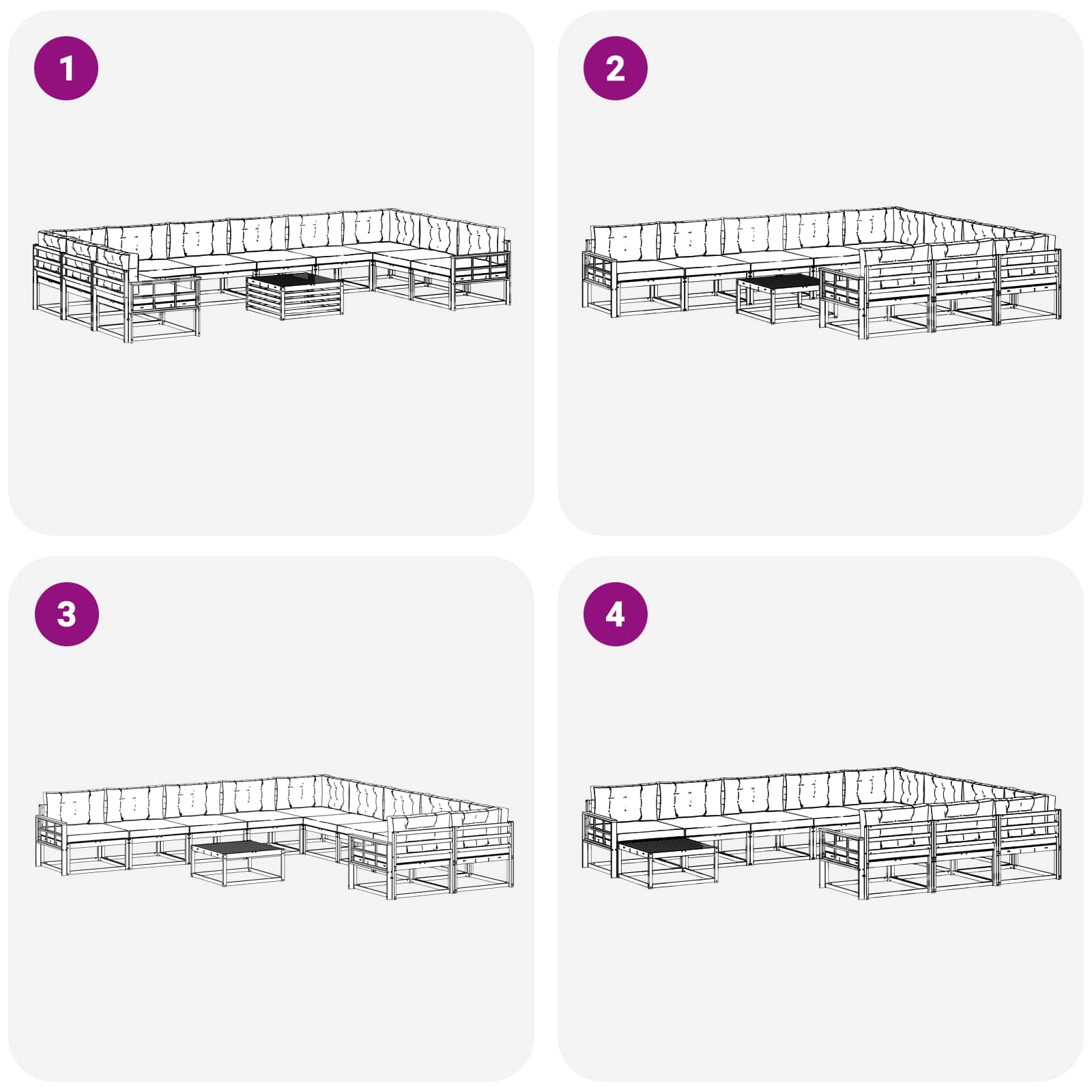 Set vanjskih sofa s jastukom 11 pcs Bijela i bež