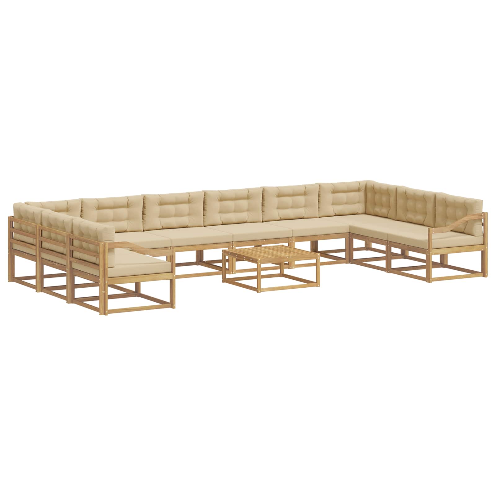 Set vanjskih sofa s jastukom 11 pcs Bijela i bež