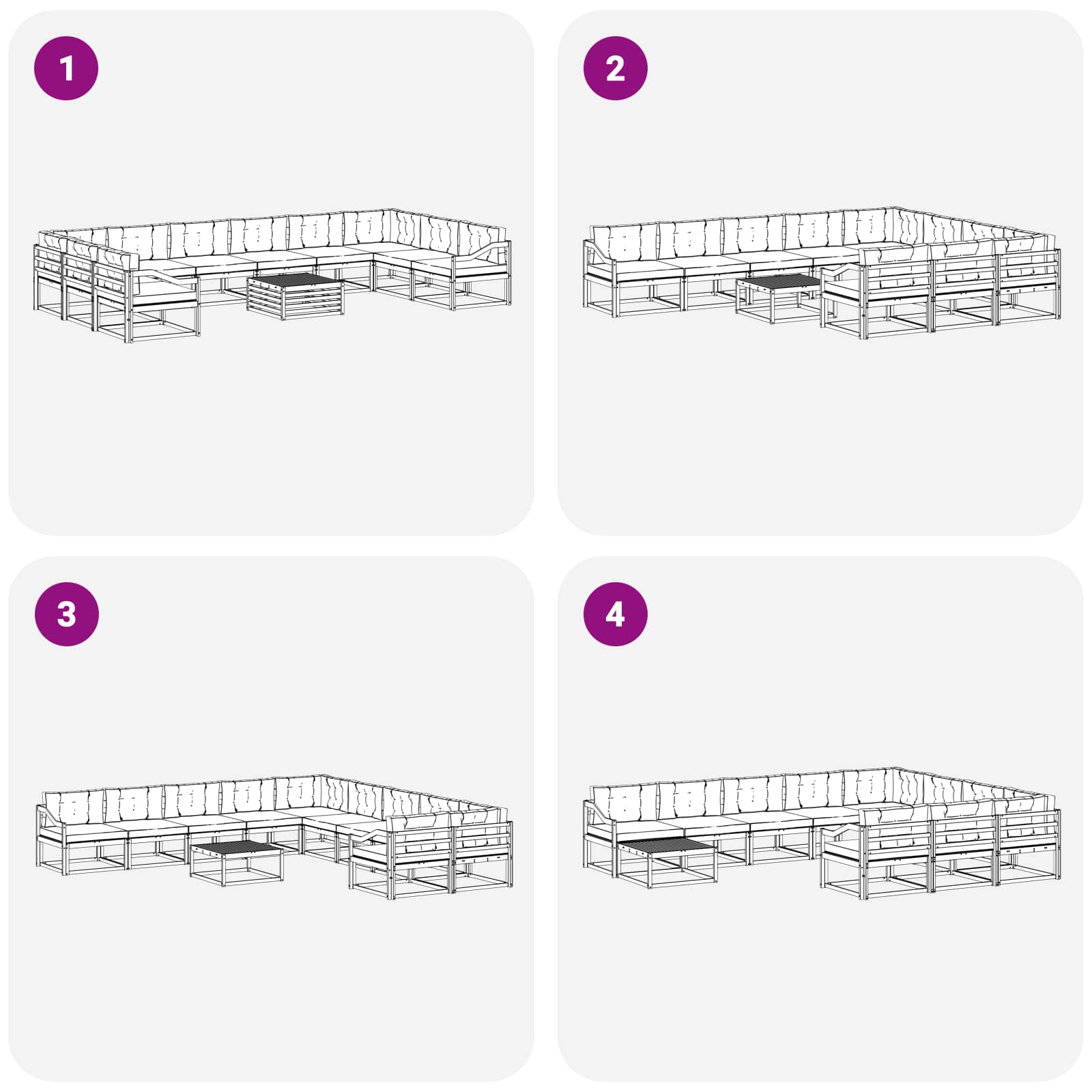 Set vanjskih sofa s jastukom 11 pcs Bijela i bež