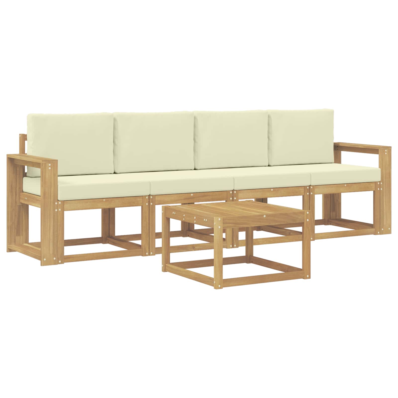 Set vanjskih sofa s jastukom 5 pcs Bijela i krem