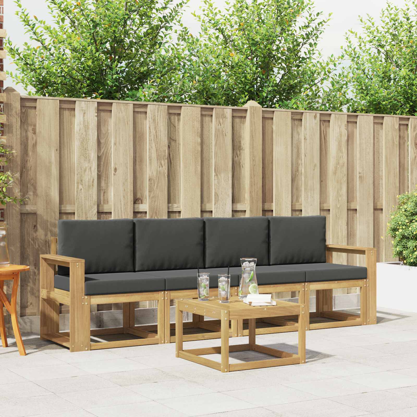 Set vanjskih sofa s jastukom 5 pcs Bijela i antracit