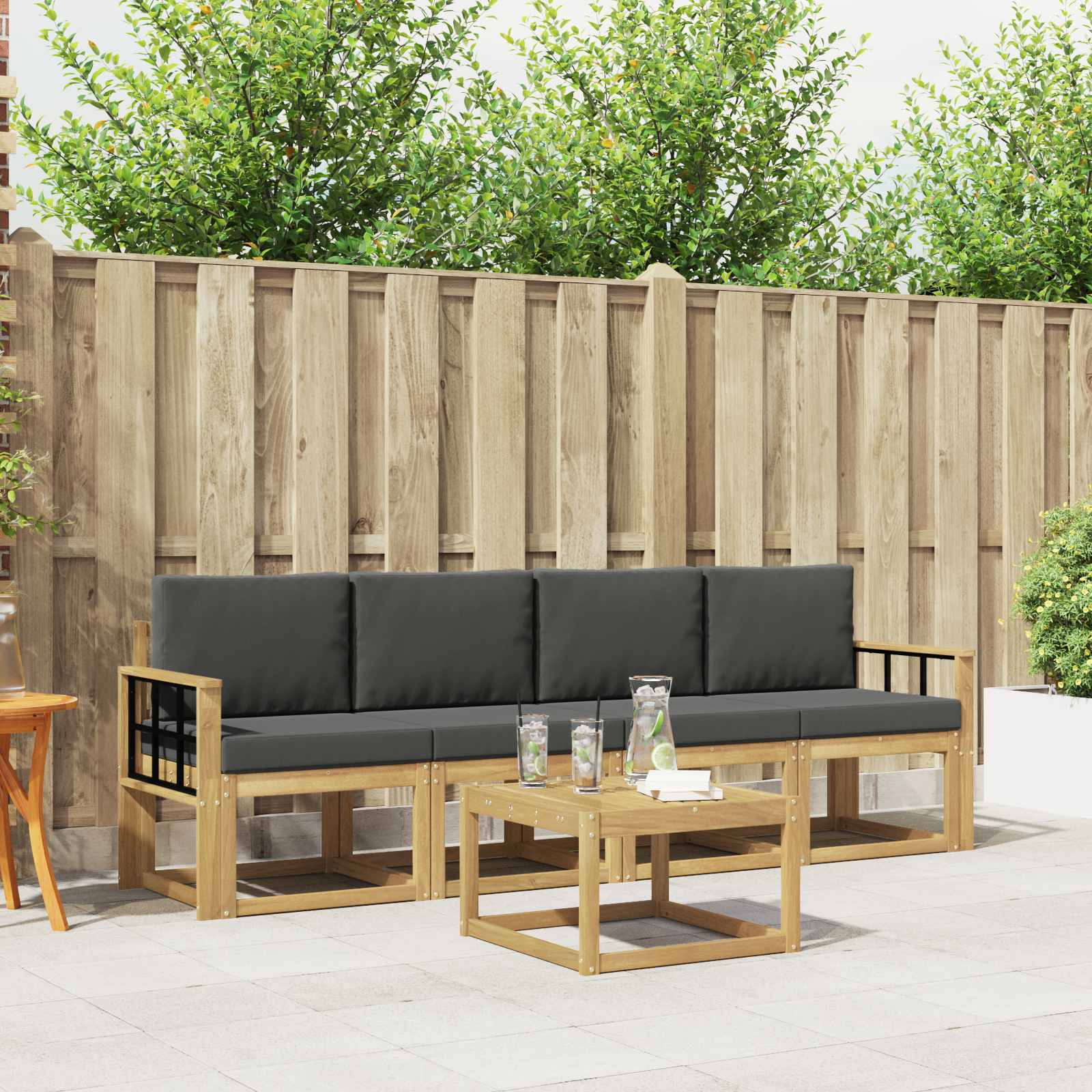 Set vanjskih sofa s jastukom 5 pcs Bijela i antracit