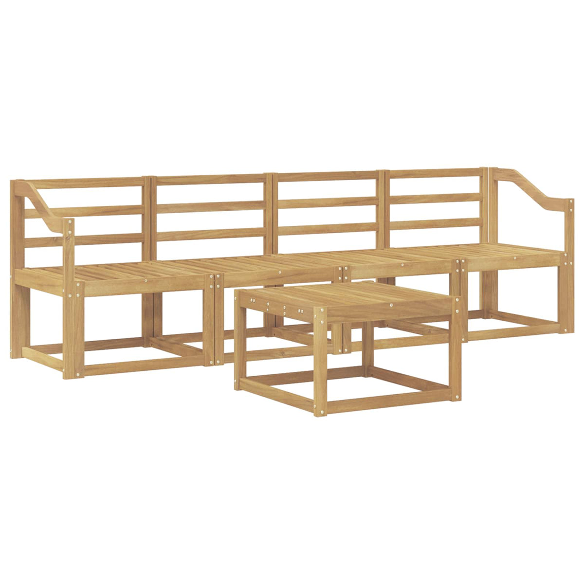Set vanjskih sofa 5 kom. Bijela Čvrsto drvo akacije