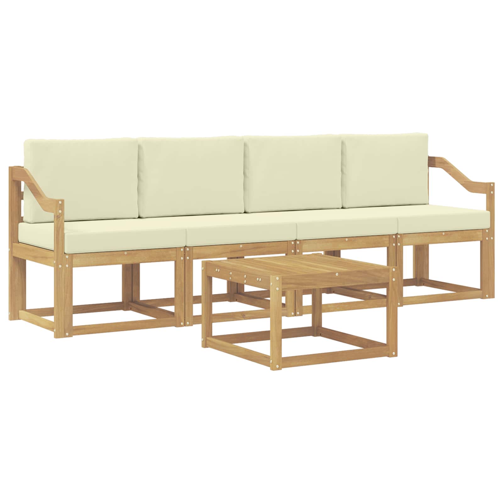 Set vanjskih sofa s jastukom 5 pcs Bijela i krem