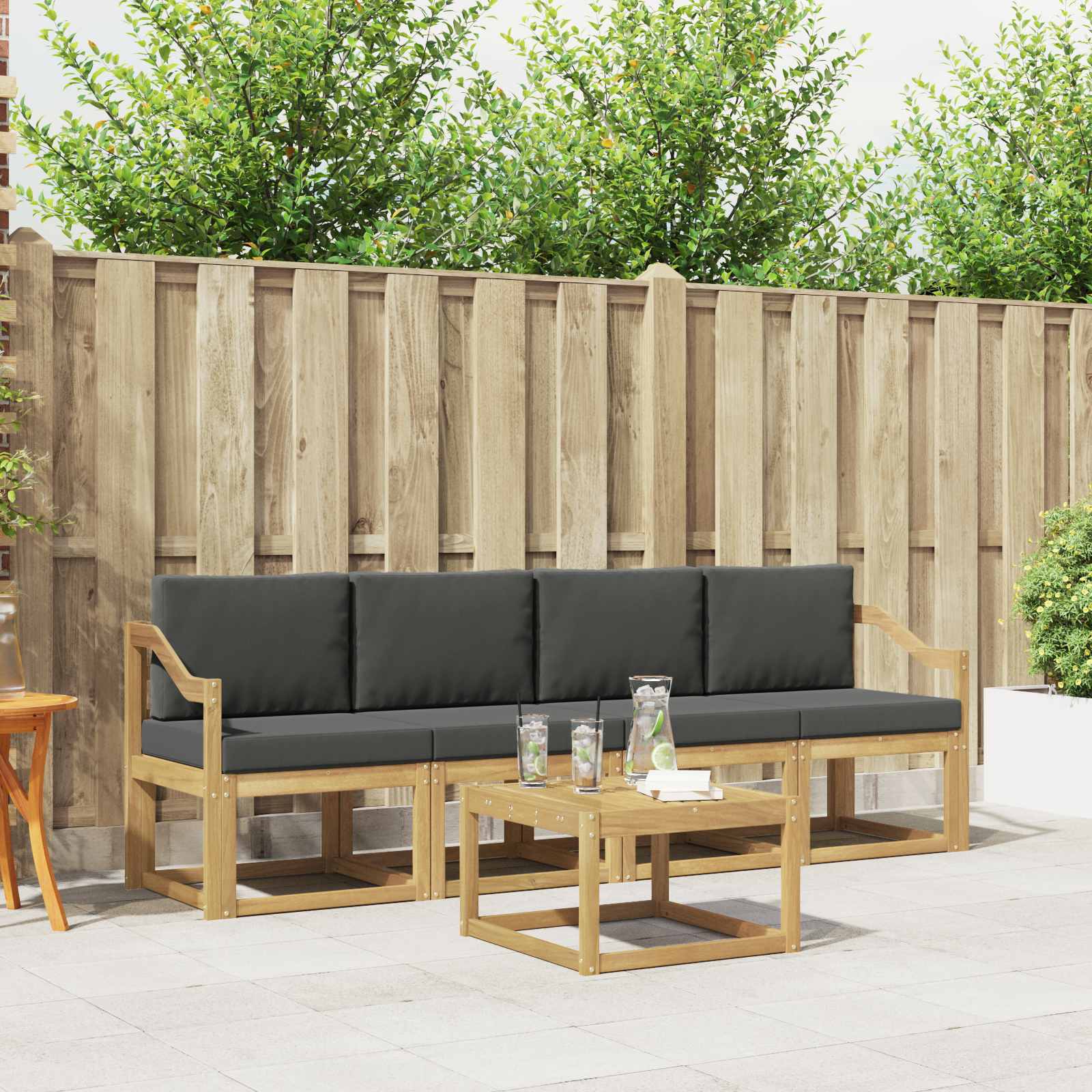 Set vanjskih sofa s jastukom 5 pcs Bijela i antracit