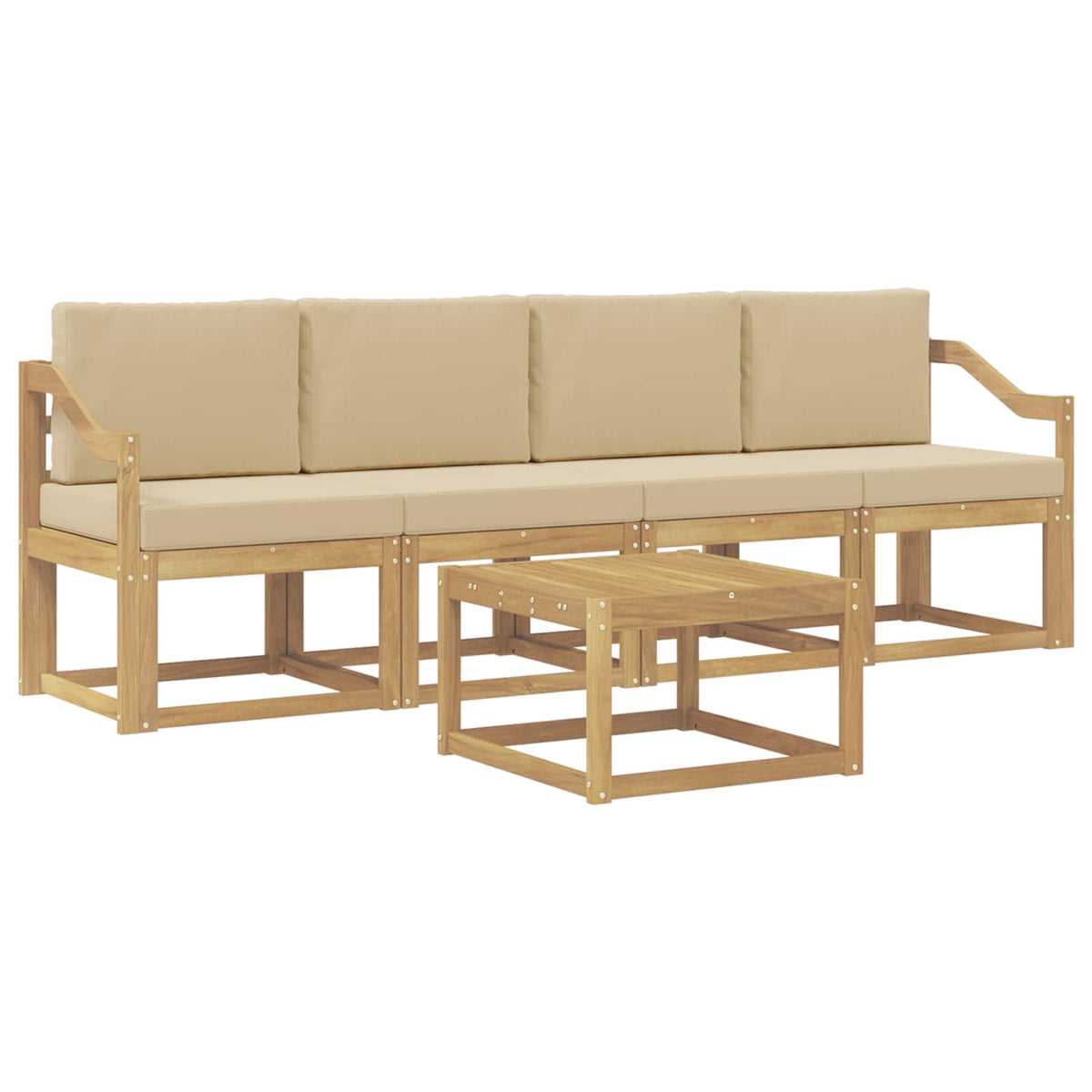 Set vanjskih sofa s jastukom 5 pcs Bijela i bež
