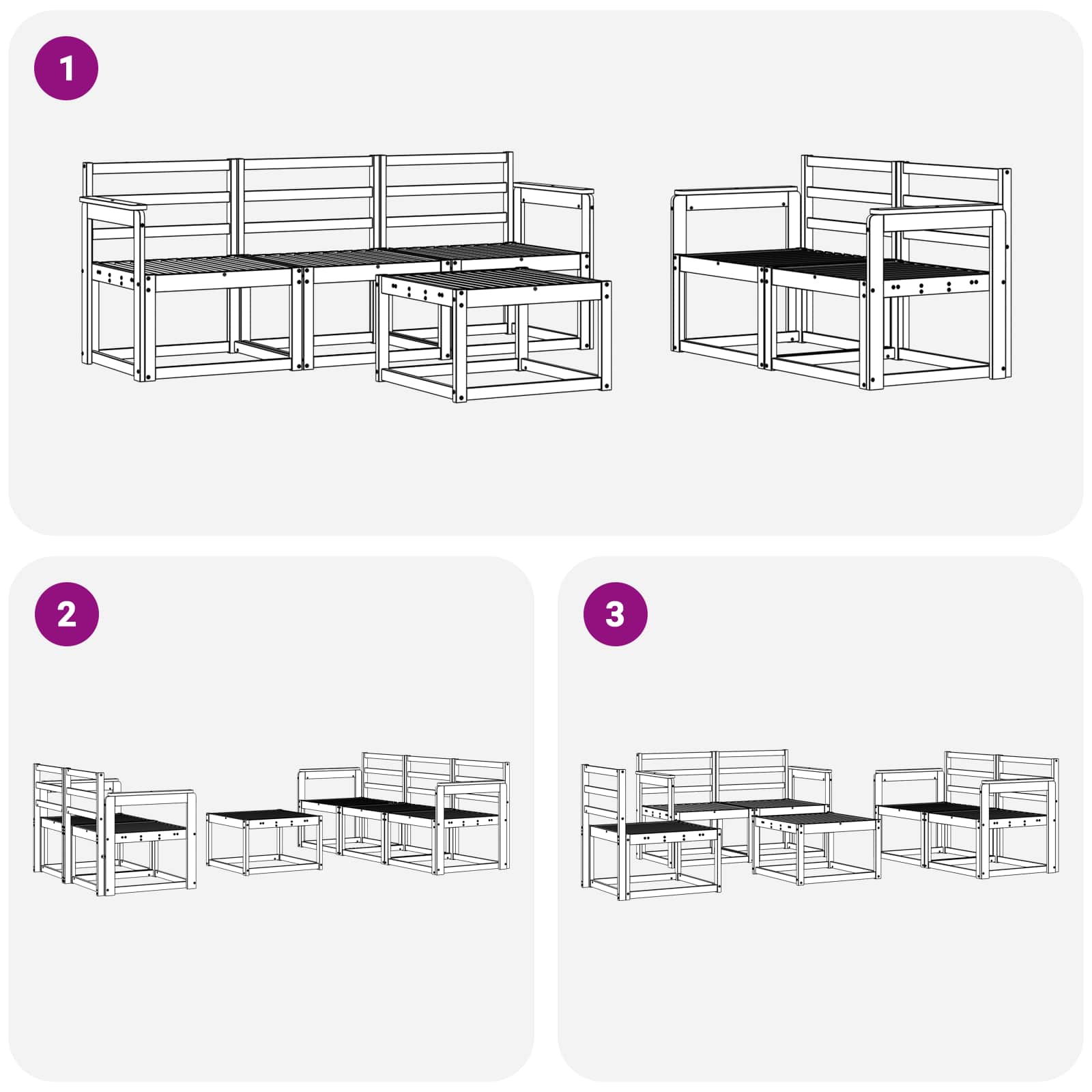 Set vanjskih sofa 6 pcs Bijela 59 x 59 x 37 cm