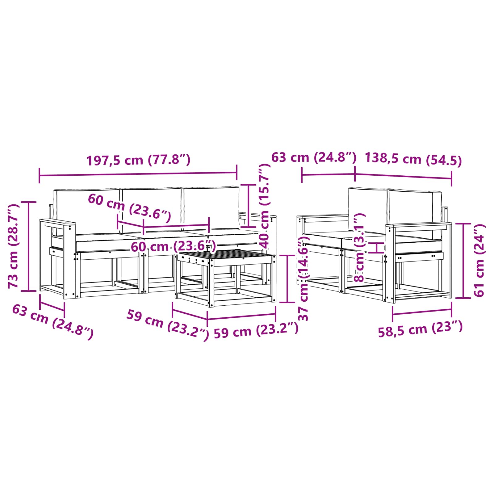 Set vanjskih sofa 6 pcs