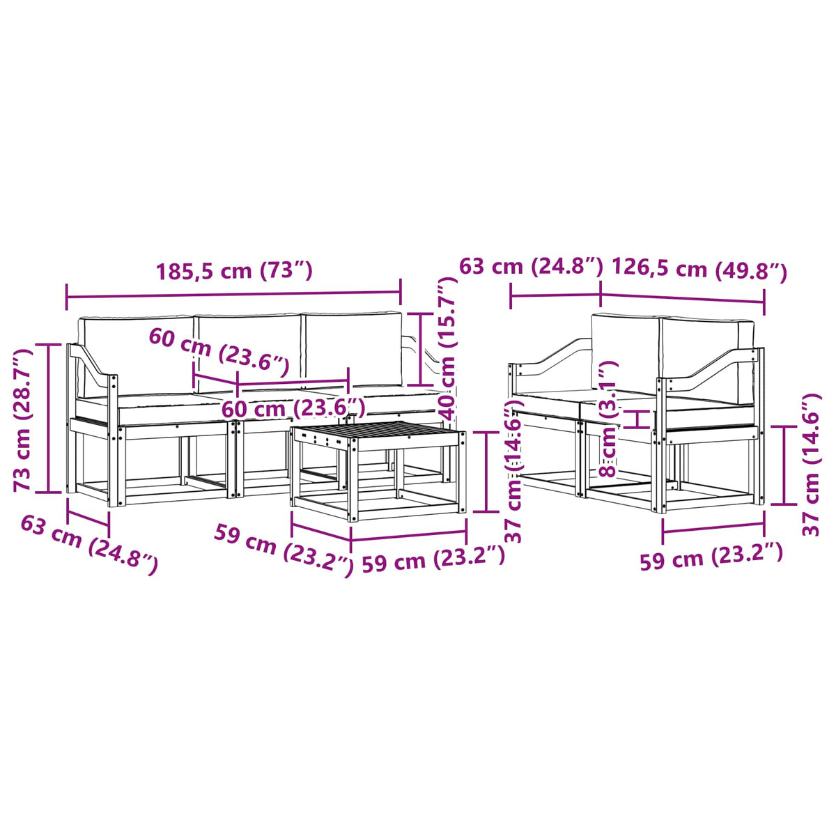 Set vanjskih sofa 6 pcs