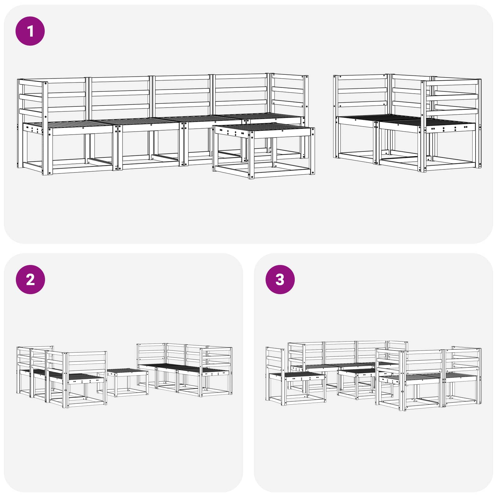 Set vanjskih sofa 7 pcs Bijela 59 x 59 x 37 cm