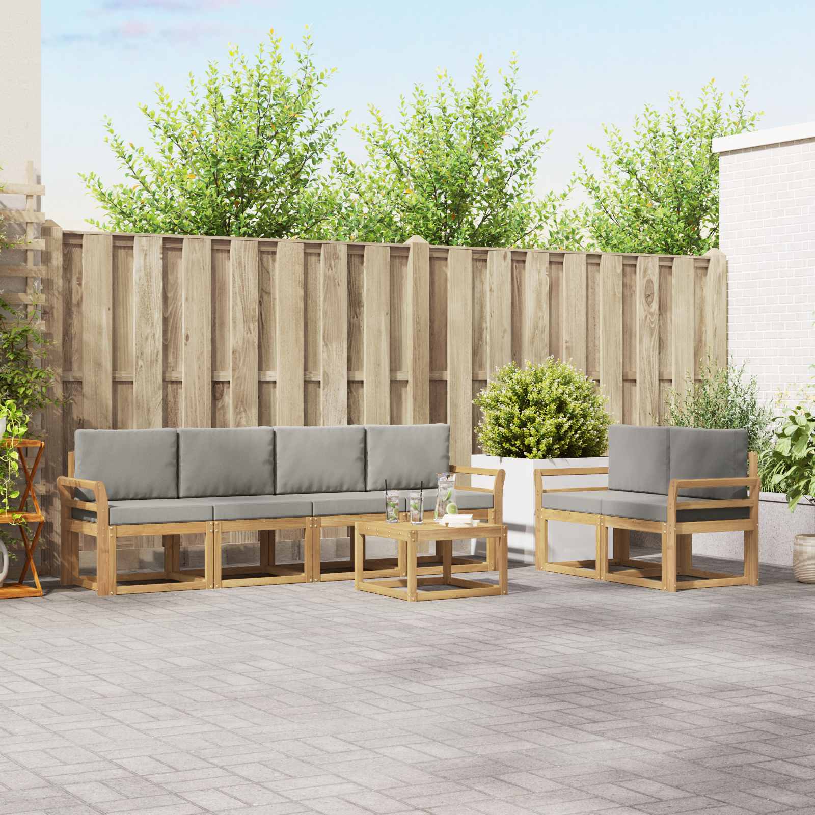 Set vanjskih sofa 7 pcs Bijela i svjetlosiva 59 x 59 x 37 cm