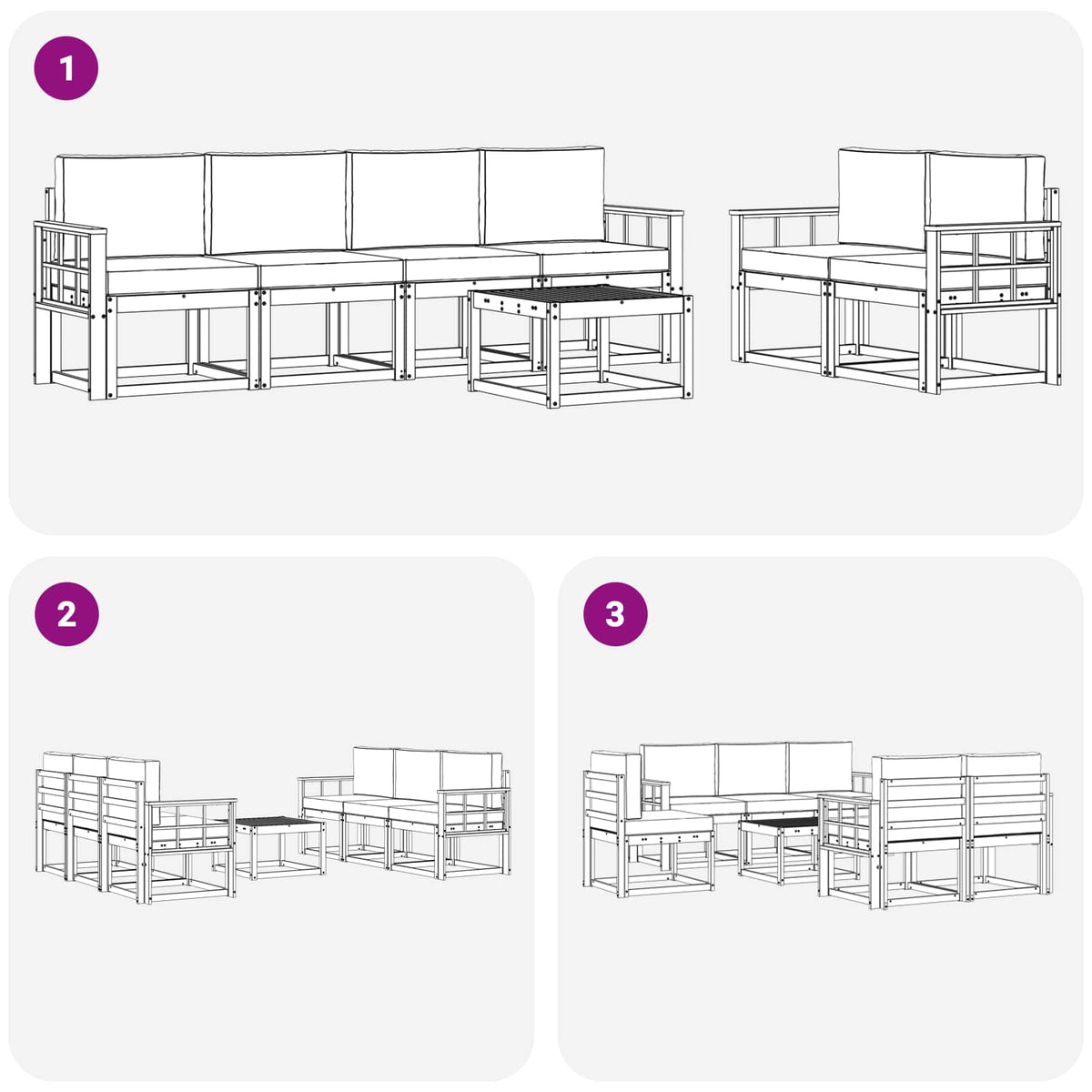 Set vanjskih sofa 7 kom. Bijela i svjetlosiva Poliester