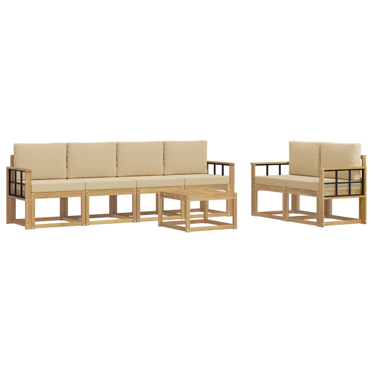 Set vanjskih sofa 7 kom. Bijela i bež 59 x 59 x 37 cm