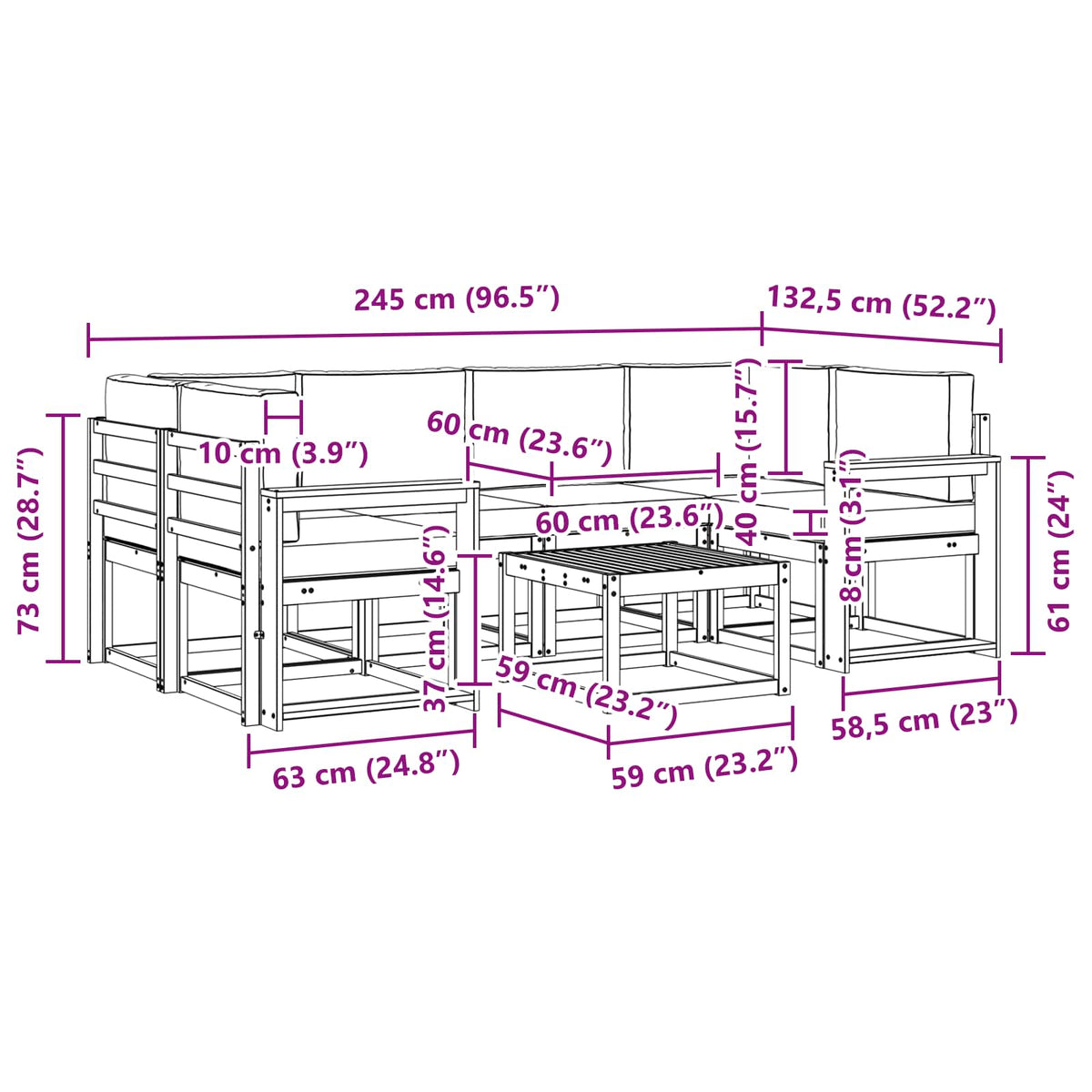 Set vanjskih sofa 7 kom. Bijela i krem