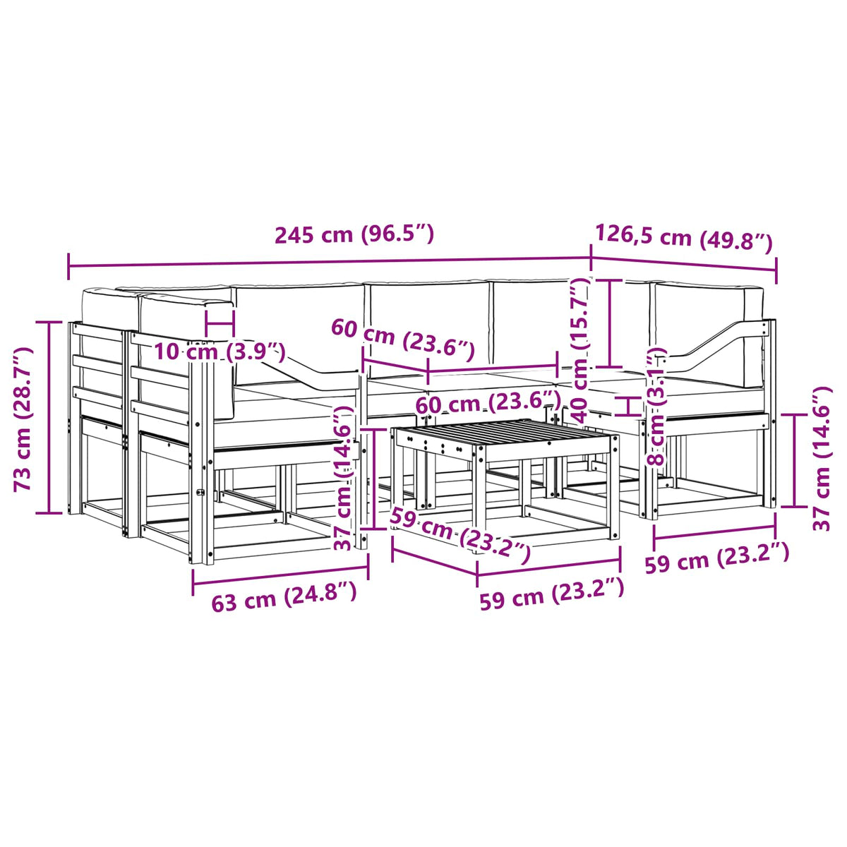 Set vanjskih sofa 7 kom. Bijela i krem