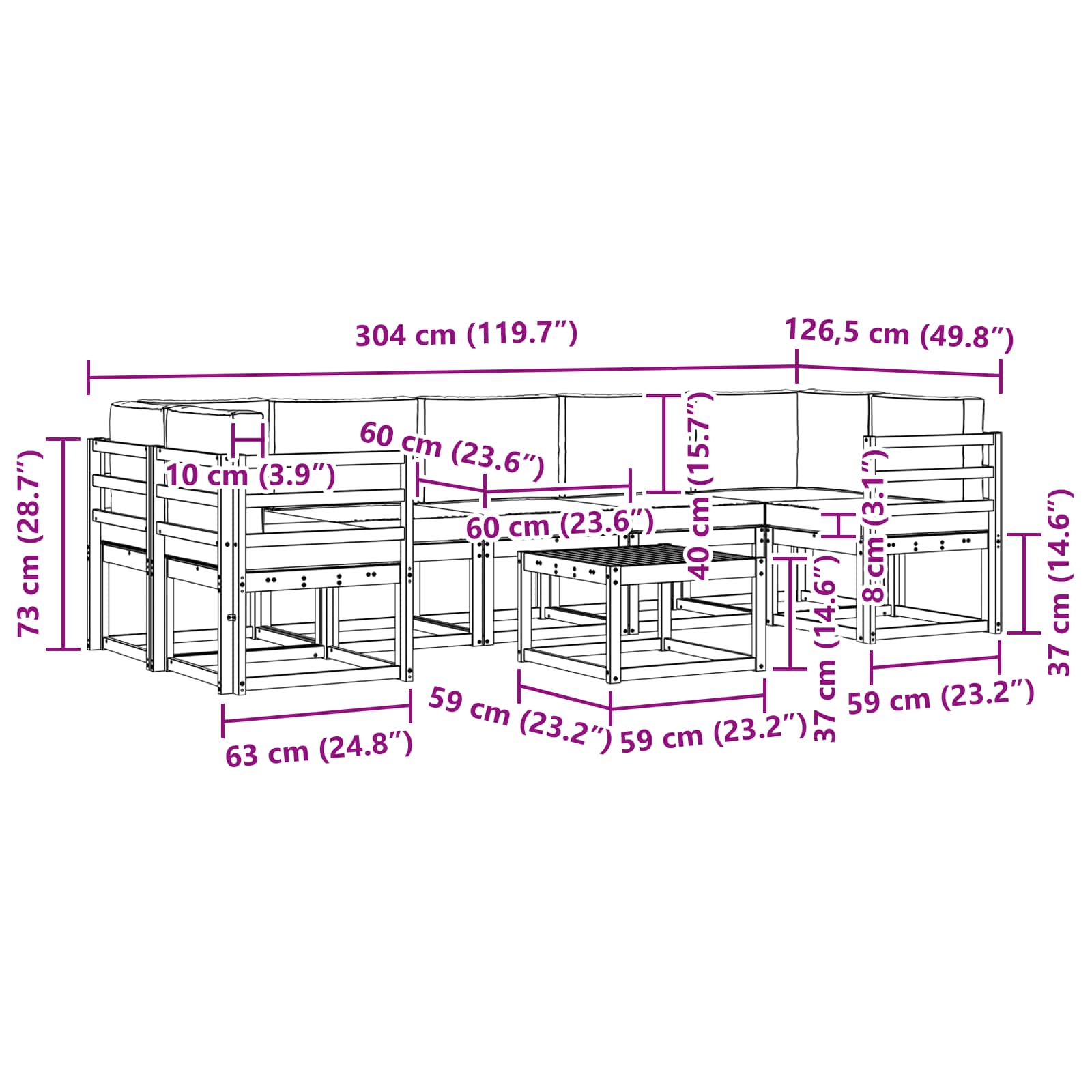 Set vanjskih sofa 6 pcs