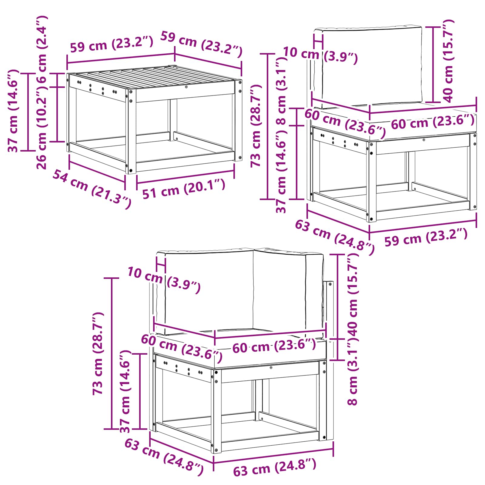 Set vanjskih sofa 6 pcs