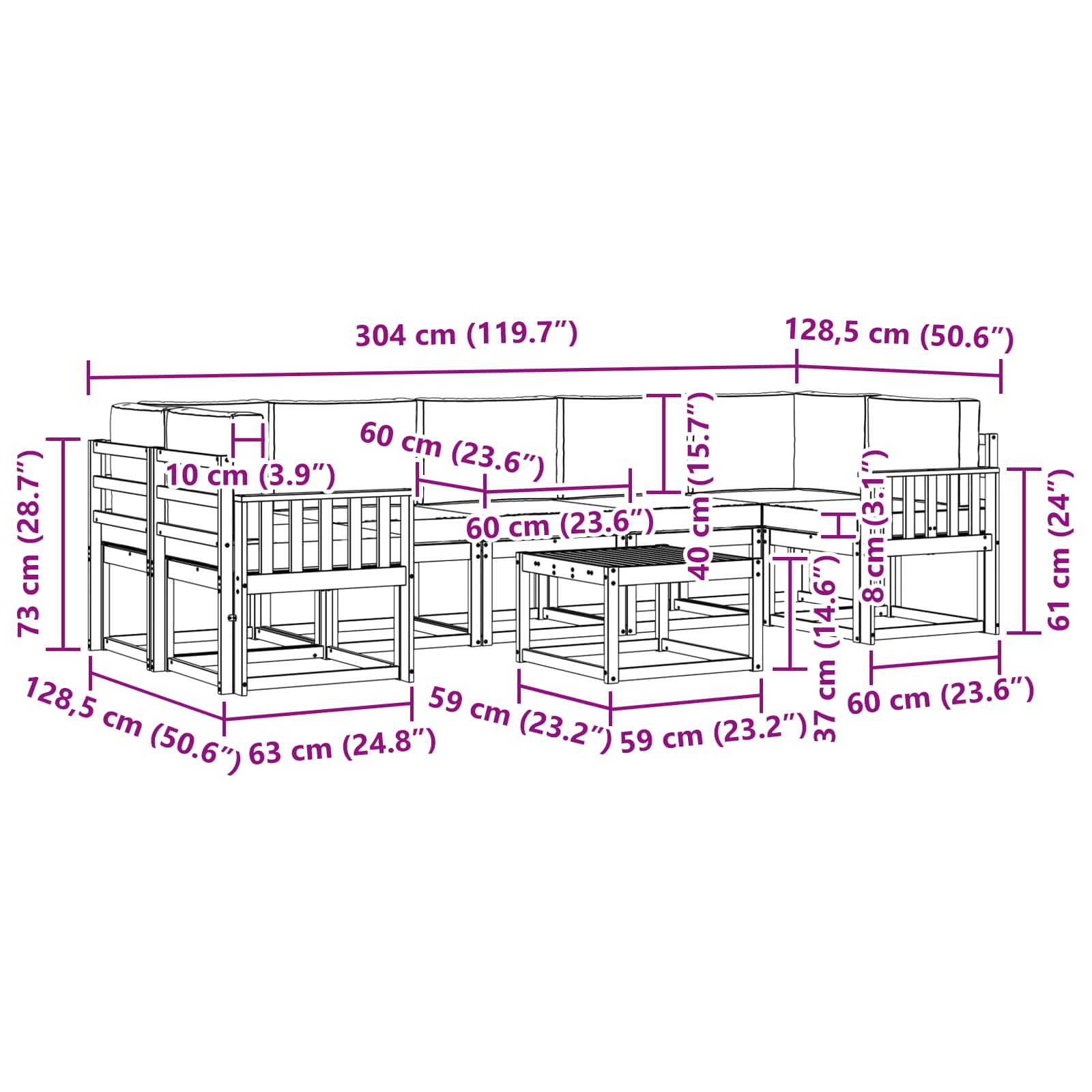 Set vanjskih sofa 6 pcs