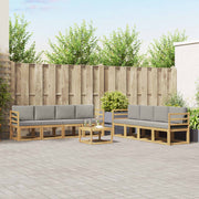 Set vanjskih sofa 9 kom. Bijela i svjetlosiva Poliester