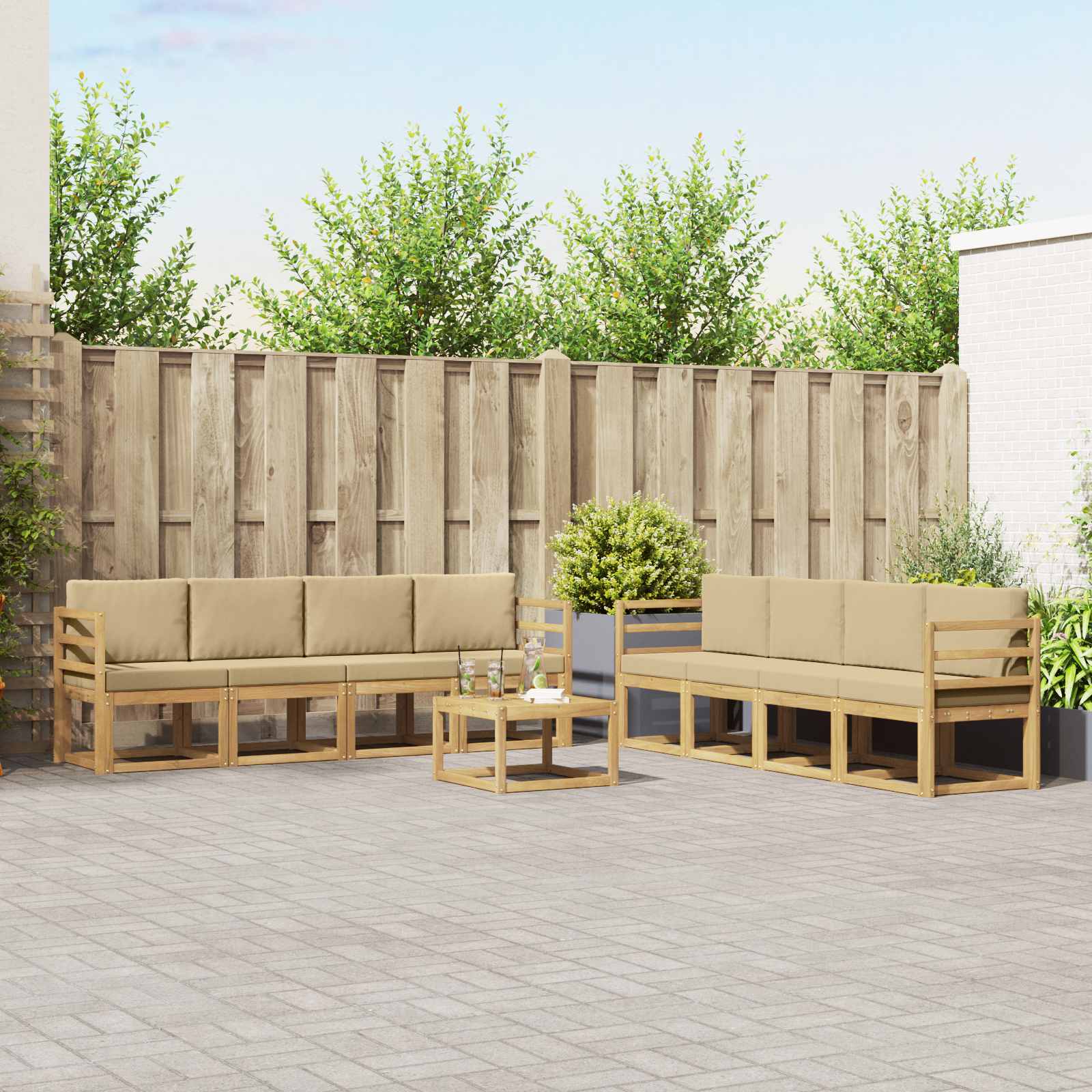 Set vanjskih sofa 9 kom. Bijela i bež