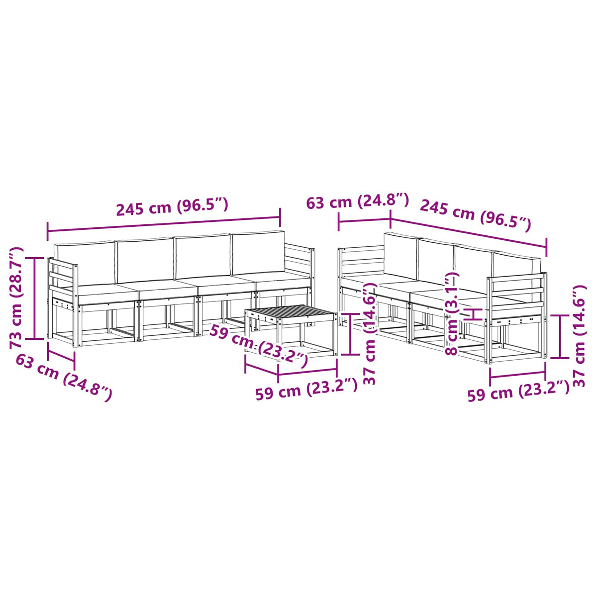 Set vanjskih sofa 9 kom. Bijela i bež