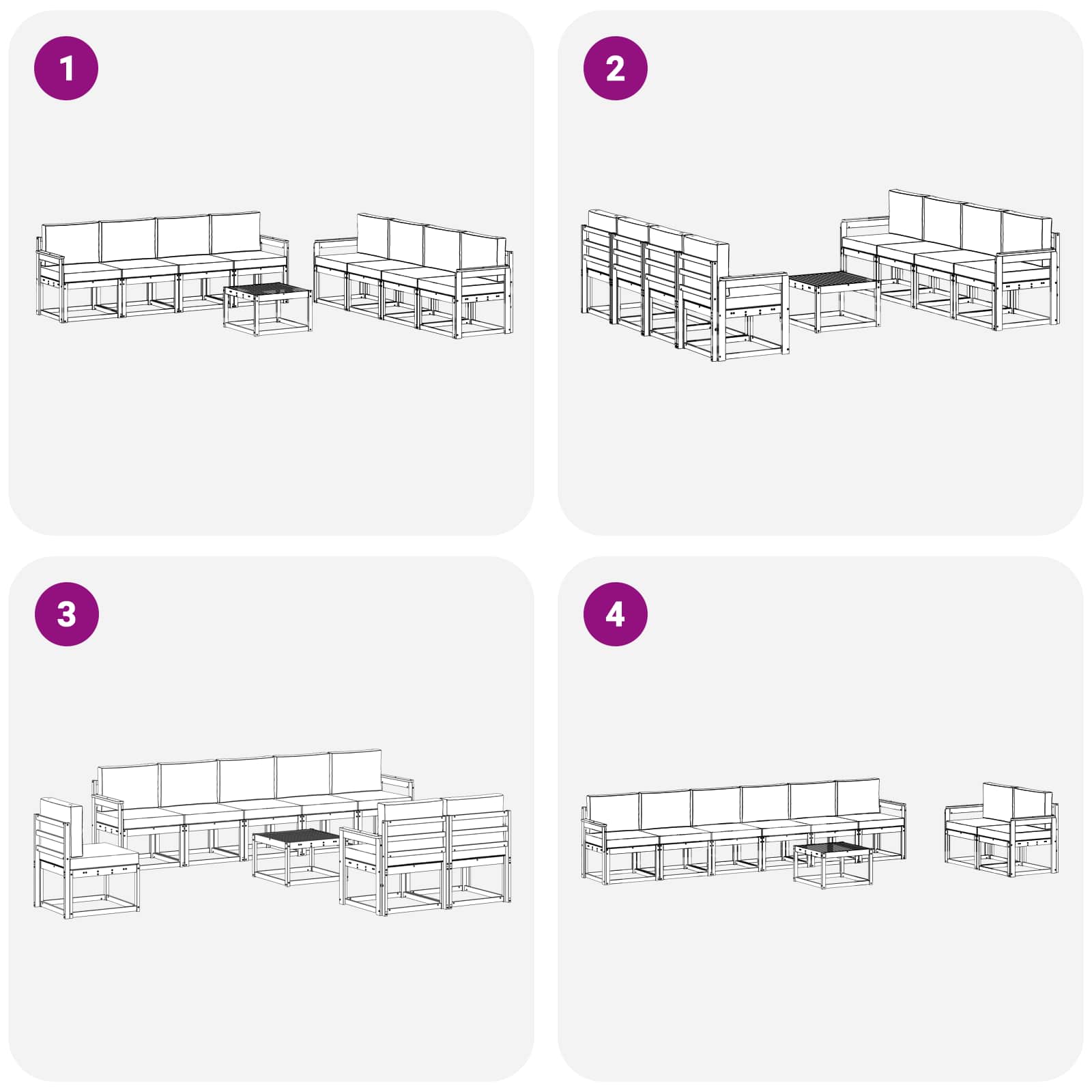 Set vanjskih sofa s jastukom 9 pcs Bijela i antracit