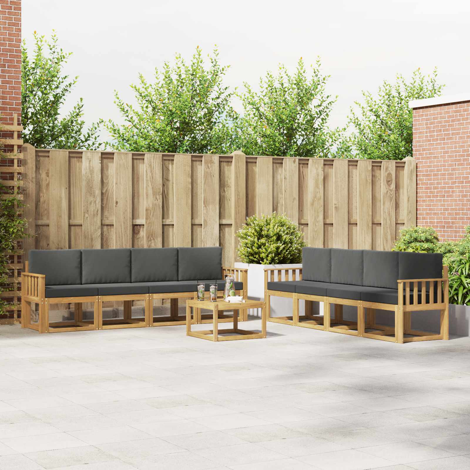 Set vanjskih sofa s jastukom 9 pcs Bijela i antracit