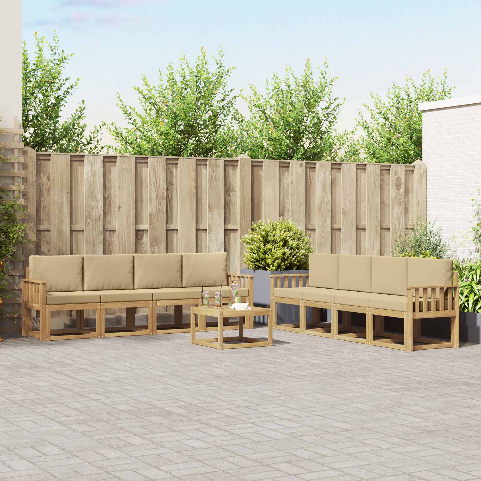 Set vanjskih sofa 9 kom. Bijela i bež