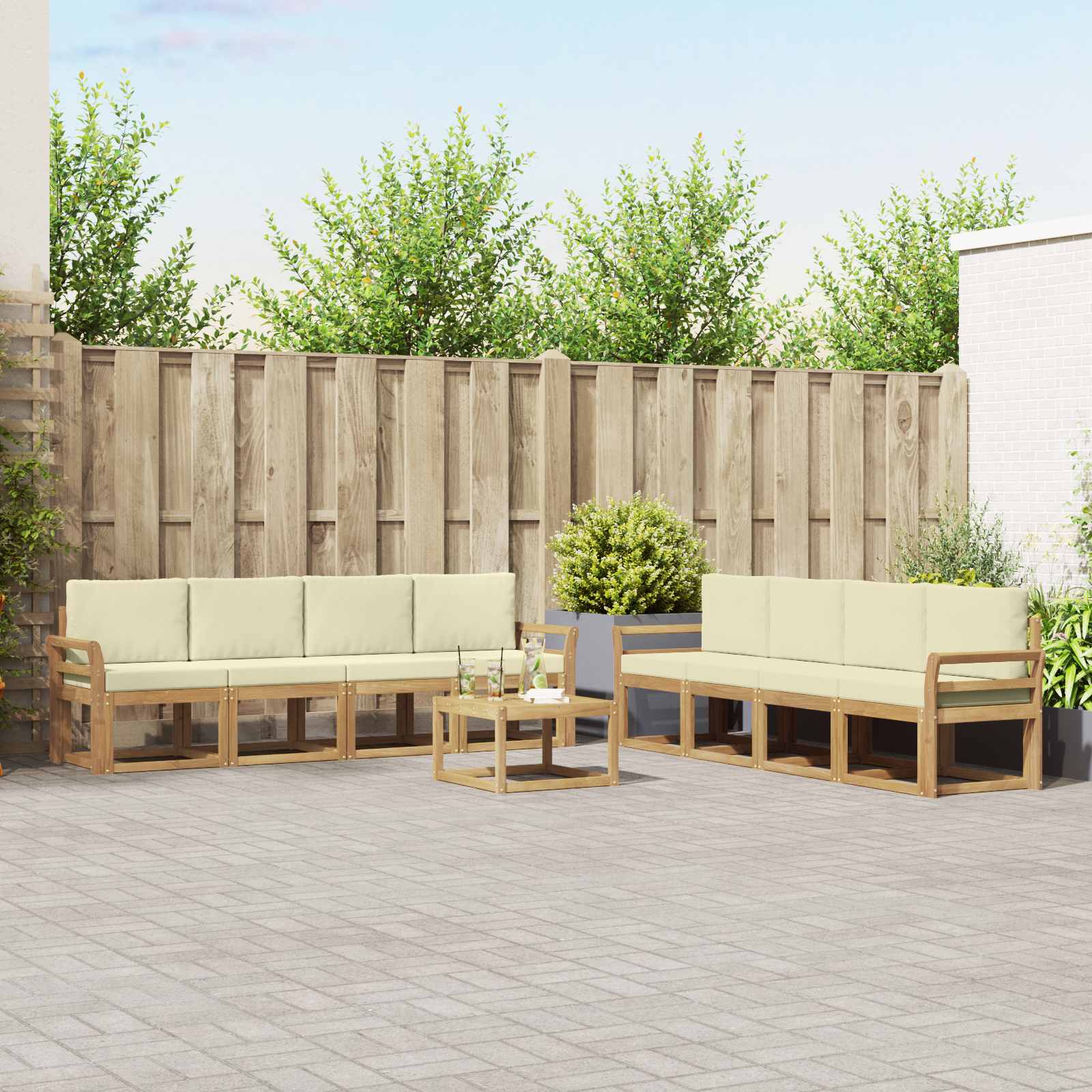 Set vanjskih sofa 9 kom. Bijela i krem