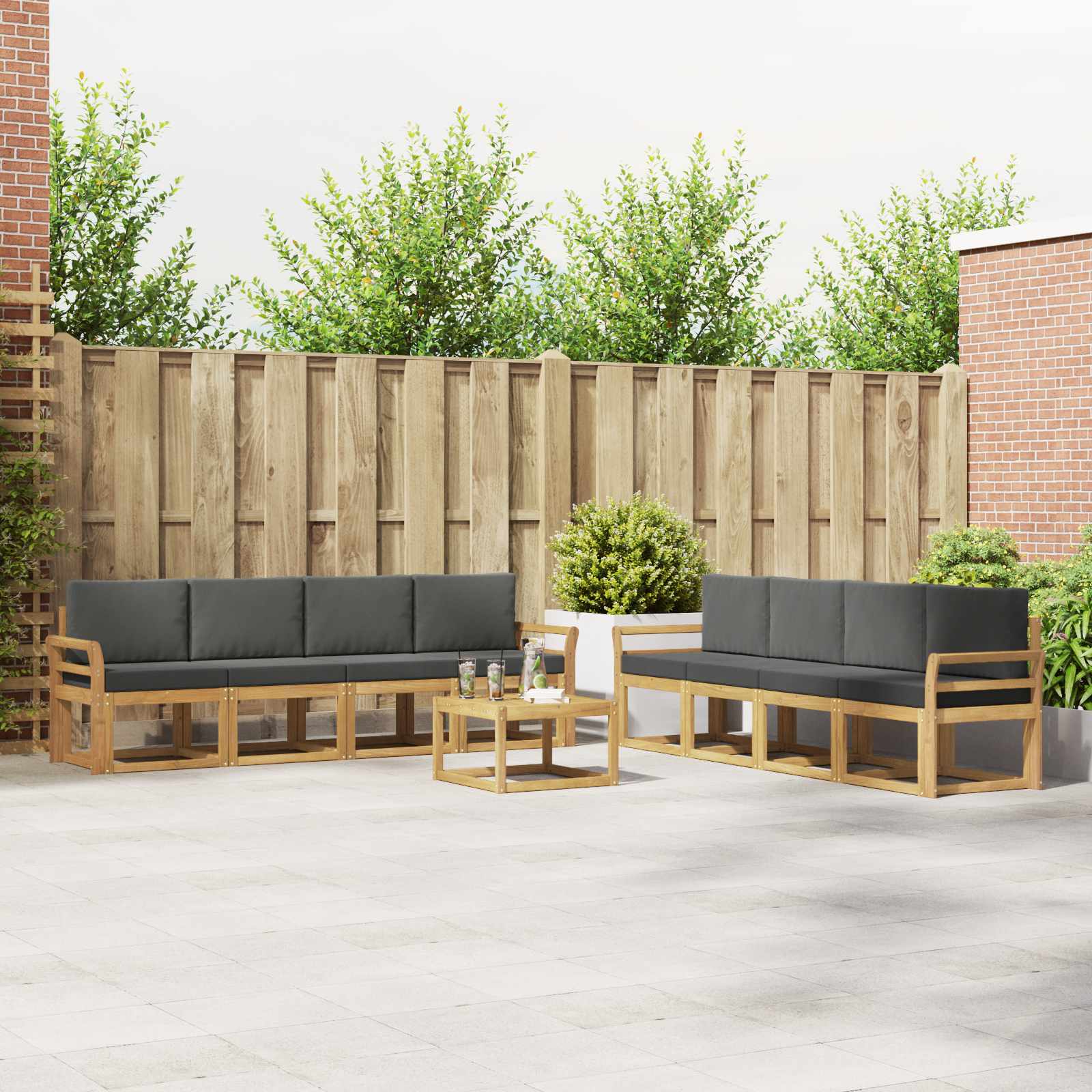 Set vanjskih sofa s jastukom 9 pcs Bijela i antracit